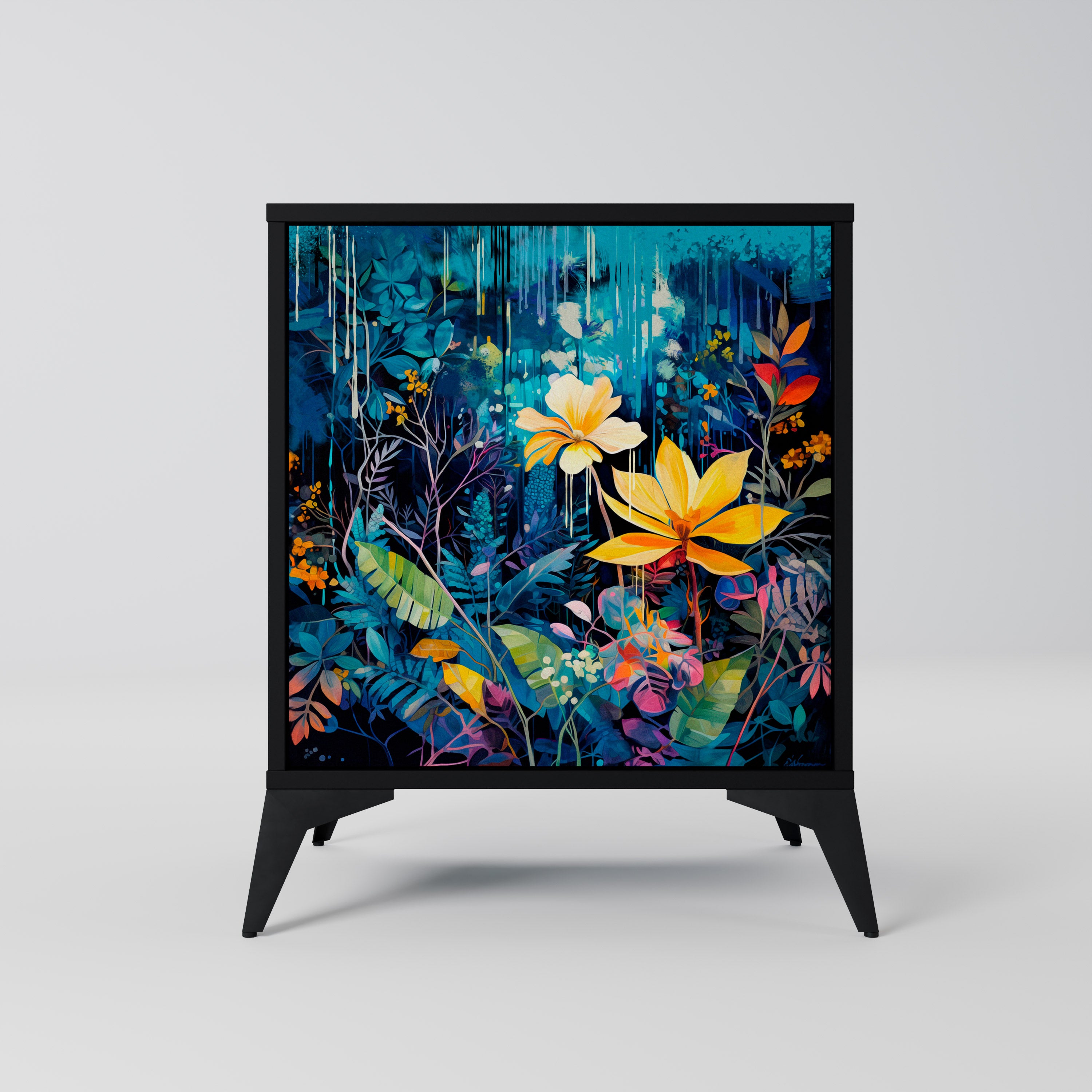 MIDNIGHT BLOSSOM Sideboard mit 1 Tür in Schwarz