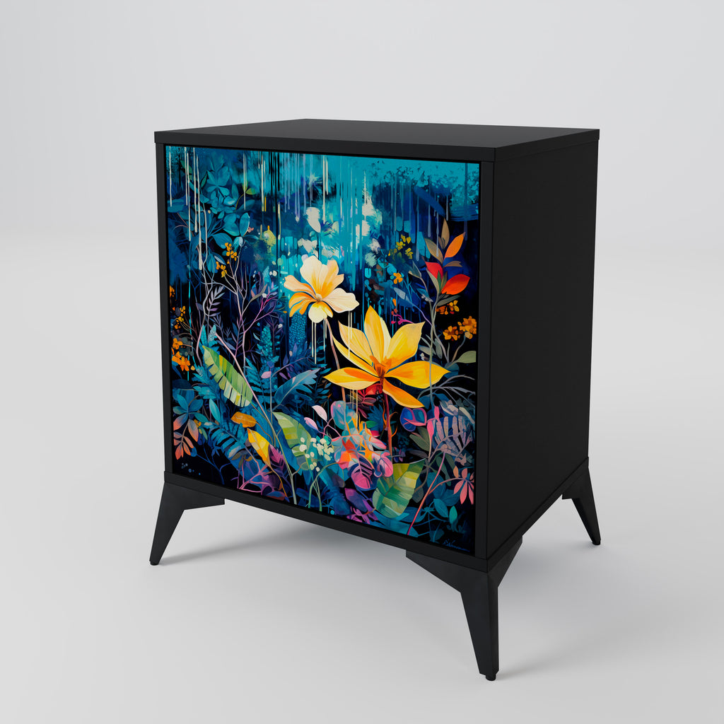 MIDNIGHT BLOSSOM Sideboard mit 1 Tür in Schwarz