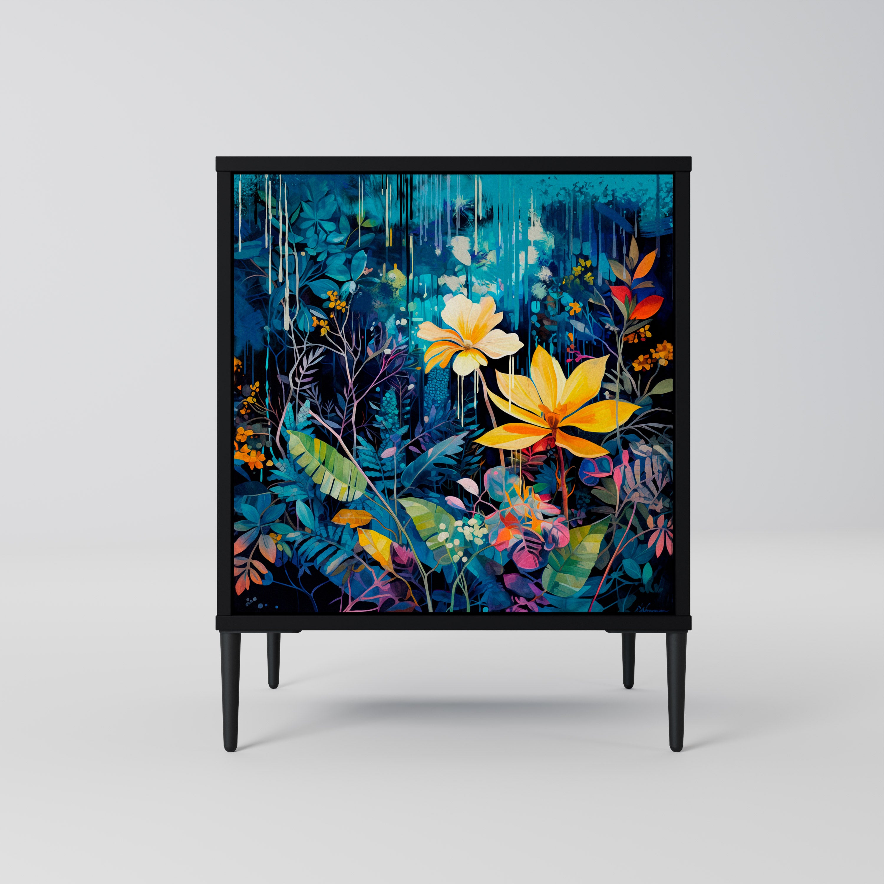 MIDNIGHT BLOSSOM Sideboard mit 1 Tür in Schwarz
