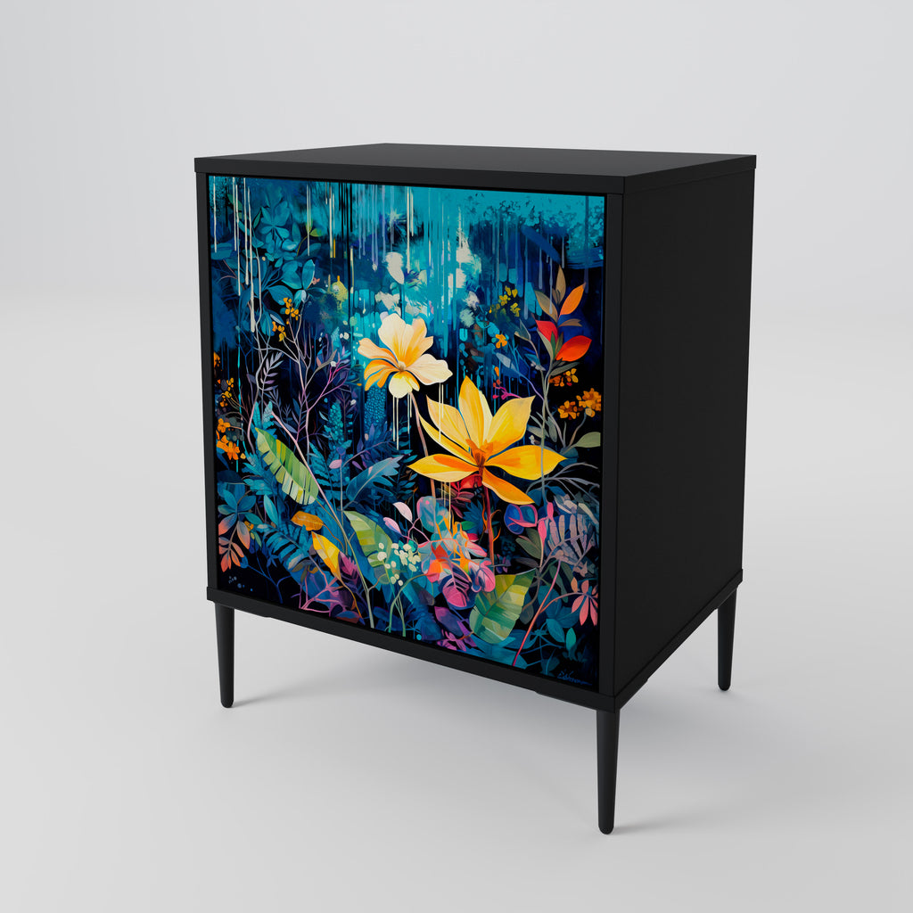 MIDNIGHT BLOSSOM Sideboard mit 1 Tür in Schwarz