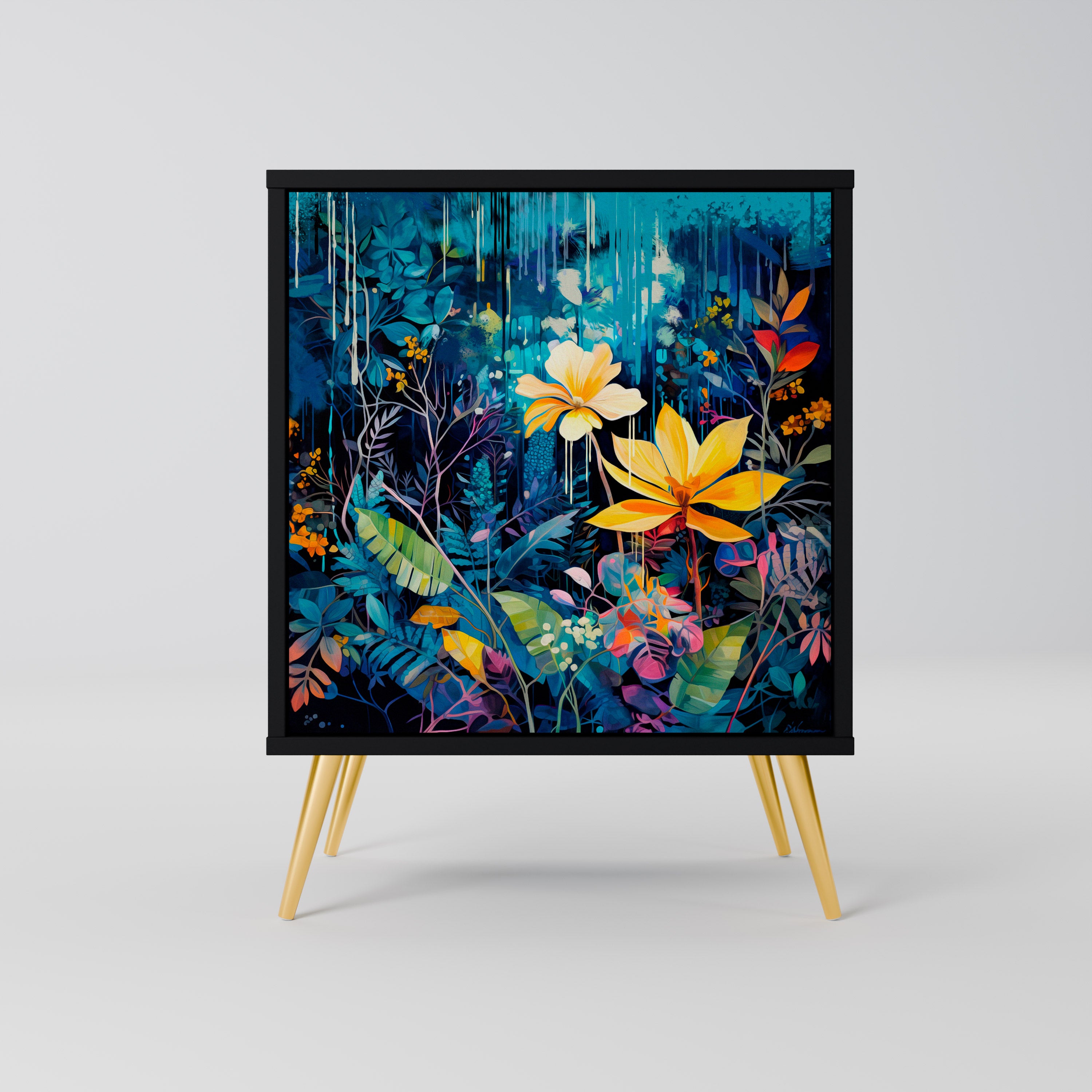 MIDNIGHT BLOSSOM Sideboard mit 1 Tür in Schwarz