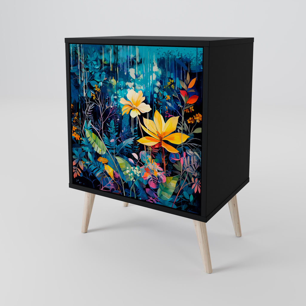 MIDNIGHT BLOSSOM Sideboard mit 1 Tür in Schwarz