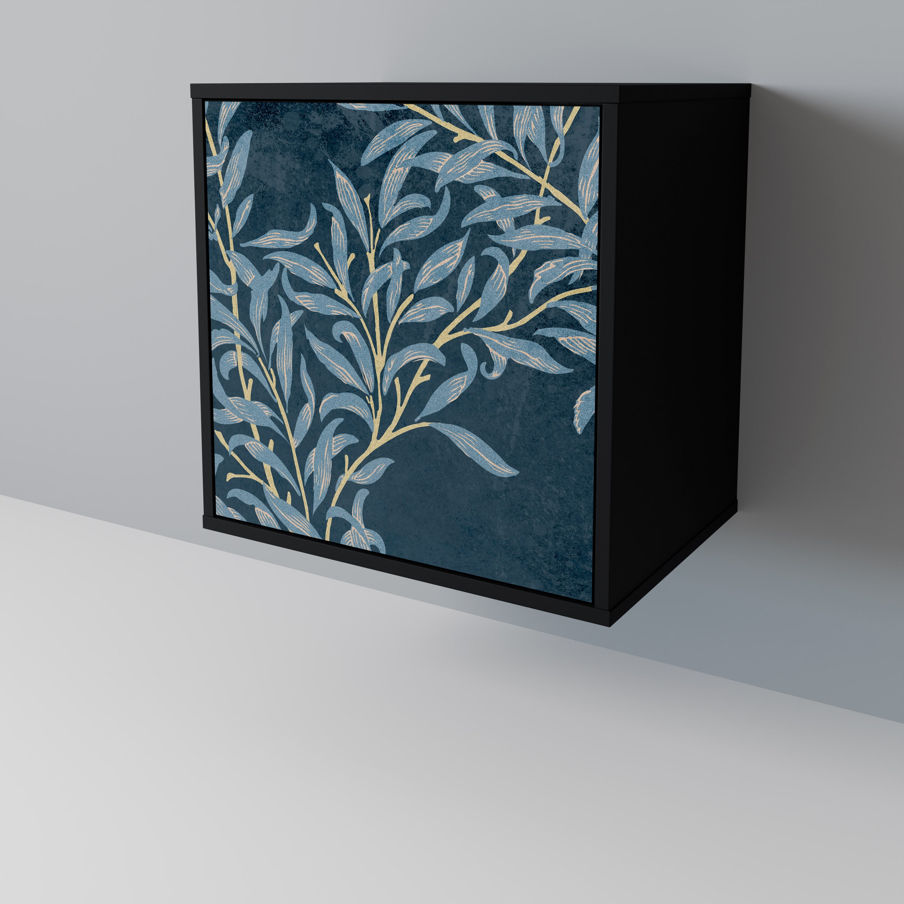 BLUE LEAVES Sideboard mit 1 Tür in Schwarz
