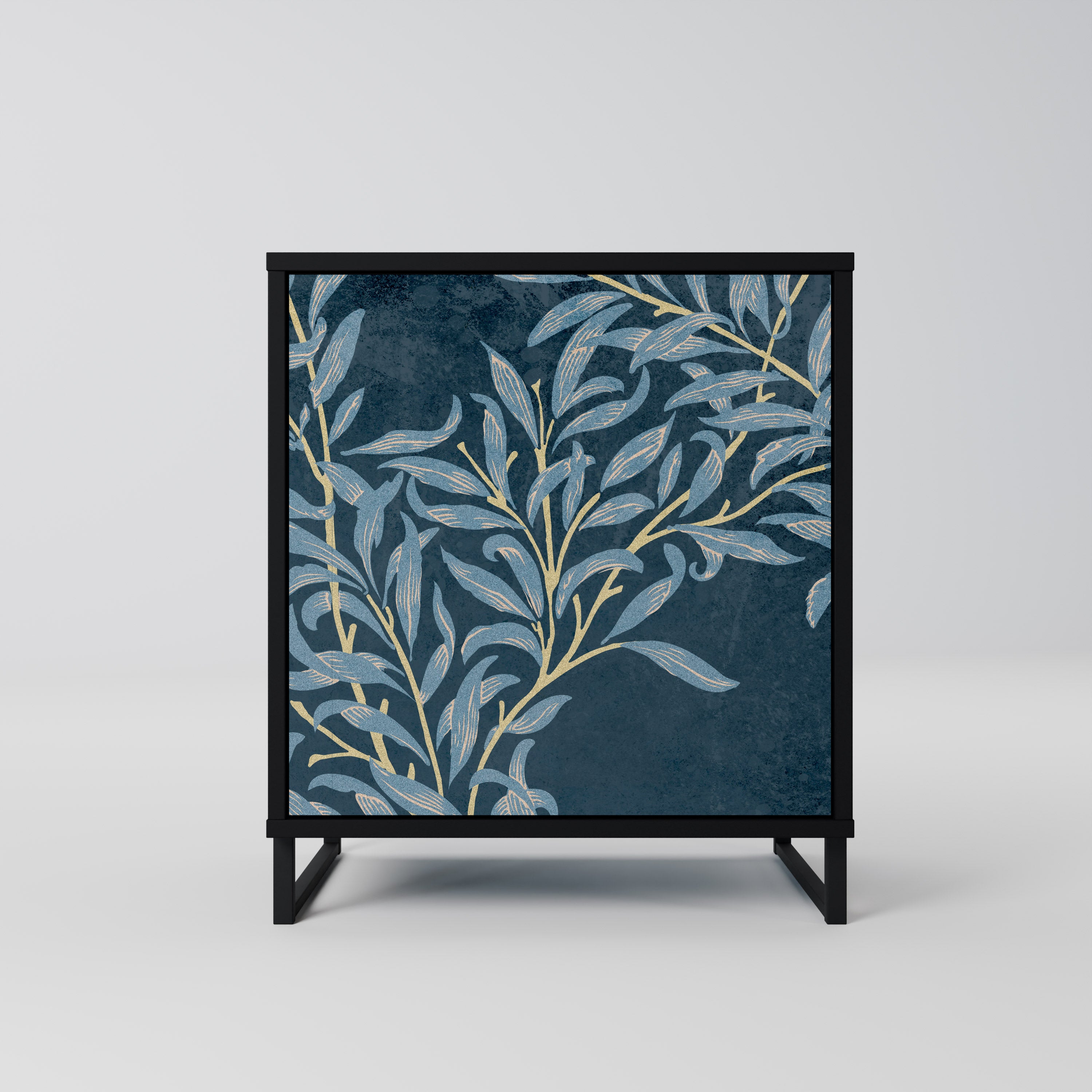 BLUE LEAVES Sideboard mit 1 Tür in Schwarz
