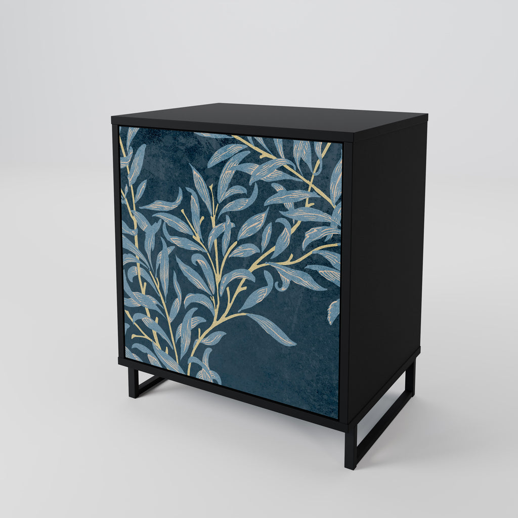 BLUE LEAVES Sideboard mit 1 Tür in Schwarz