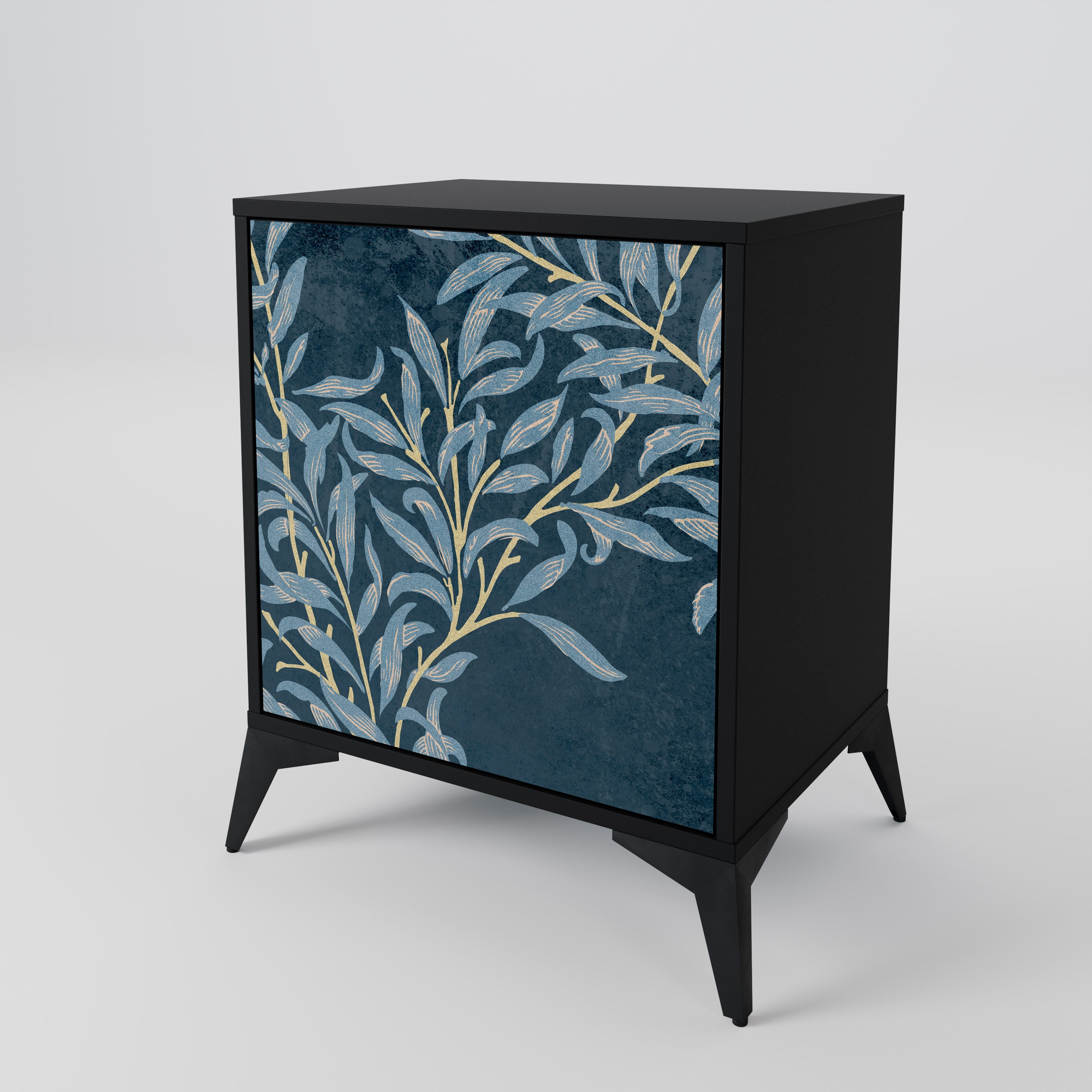 BLUE LEAVES Sideboard mit 1 Tür in Schwarz