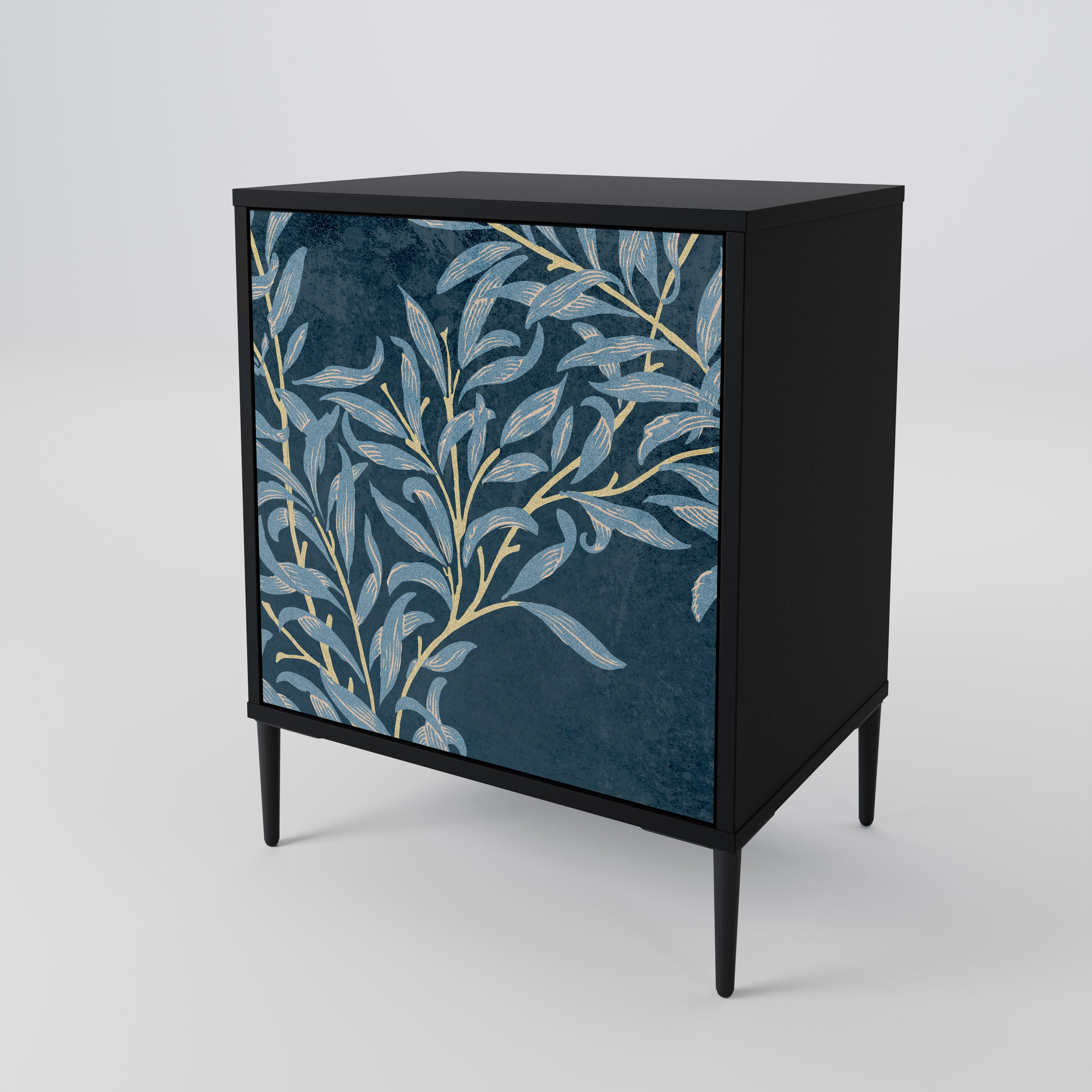 BLUE LEAVES Sideboard mit 1 Tür in Schwarz