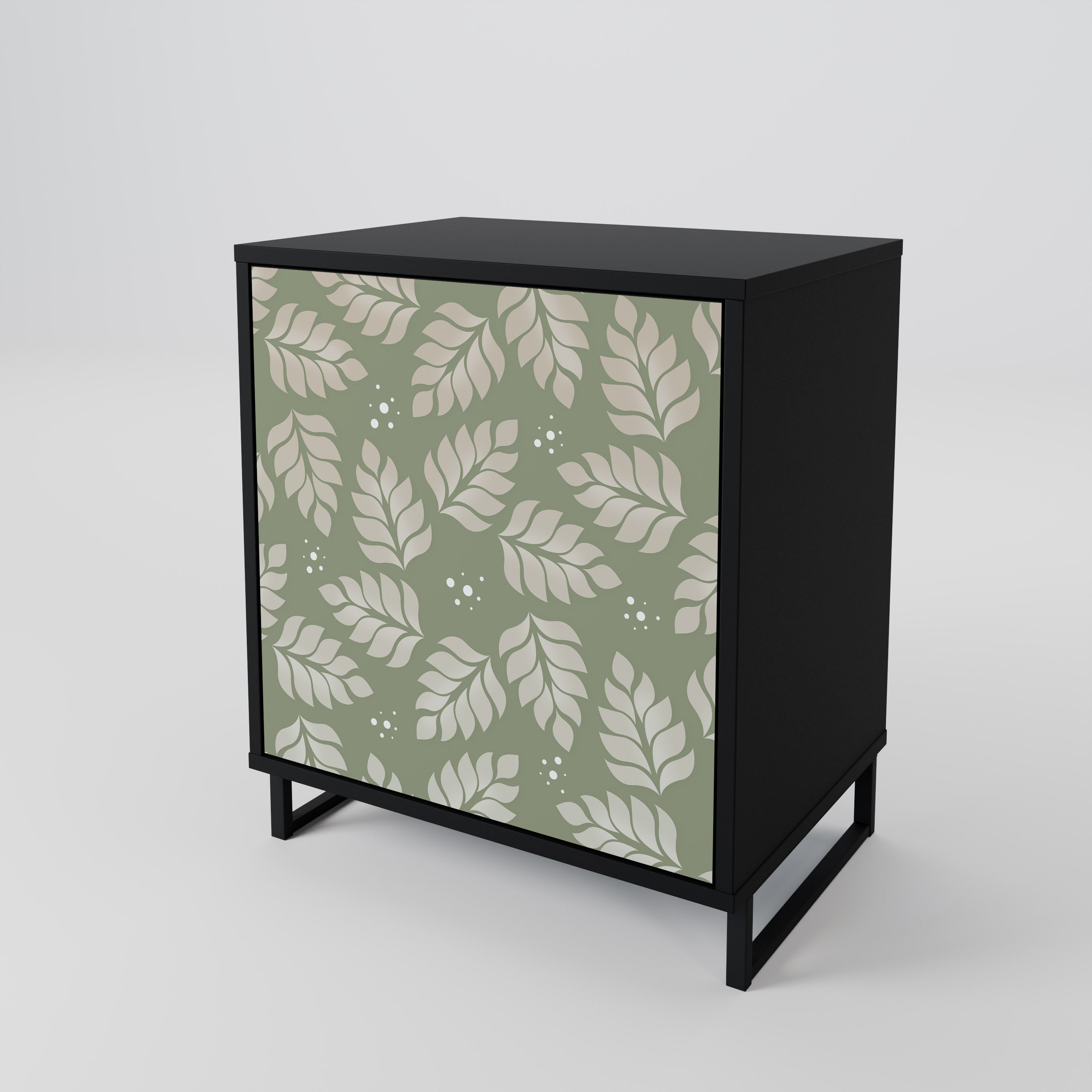 LEAVES ON GREEN Sideboard mit 1 Tür in Schwarz
