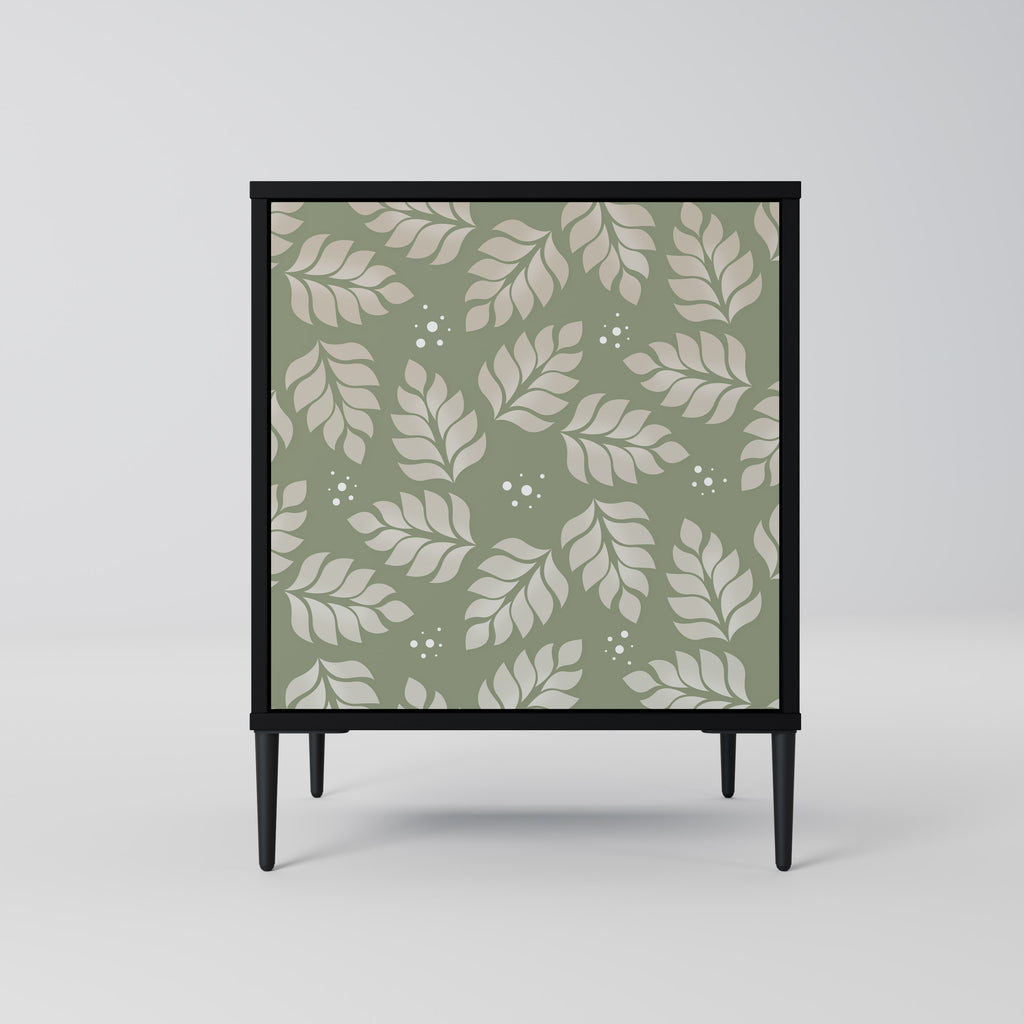 LEAVES ON GREEN 1-Door Sideboard in Black Finish