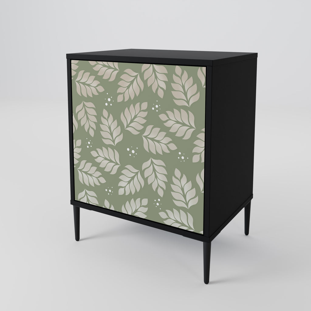 LEAVES ON GREEN 1-Door Sideboard in Black Finish