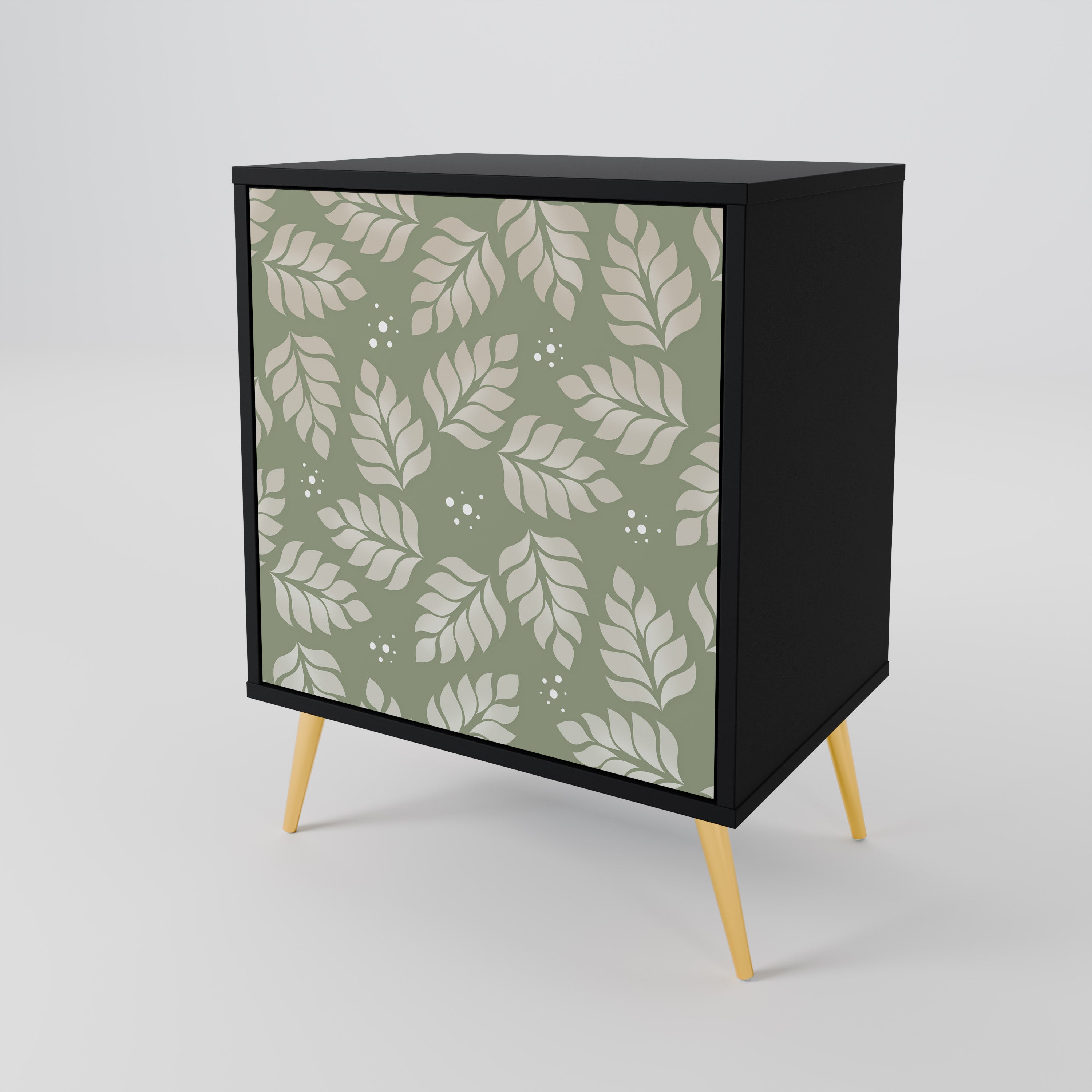 LEAVES ON GREEN Sideboard mit 1 Tür in Schwarz