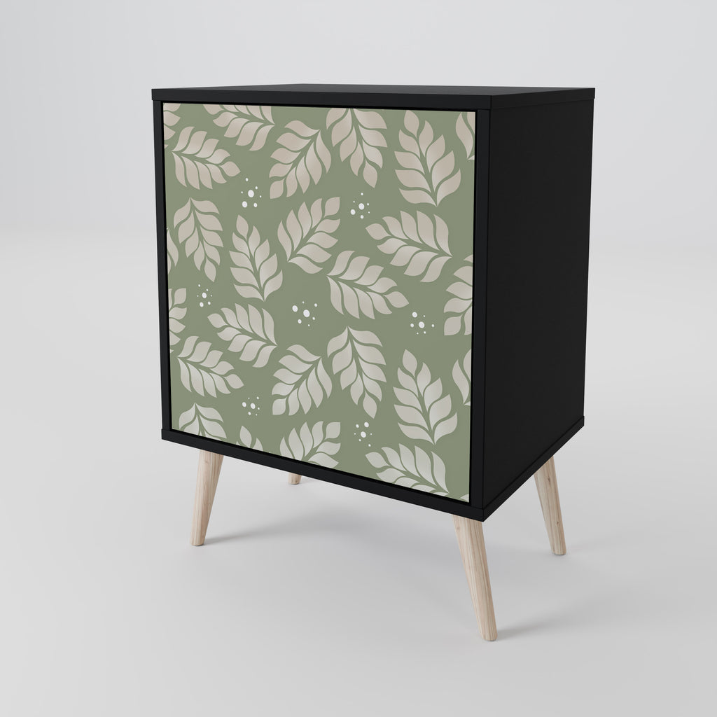 LEAVES ON GREEN 1-Door Sideboard in Black Finish