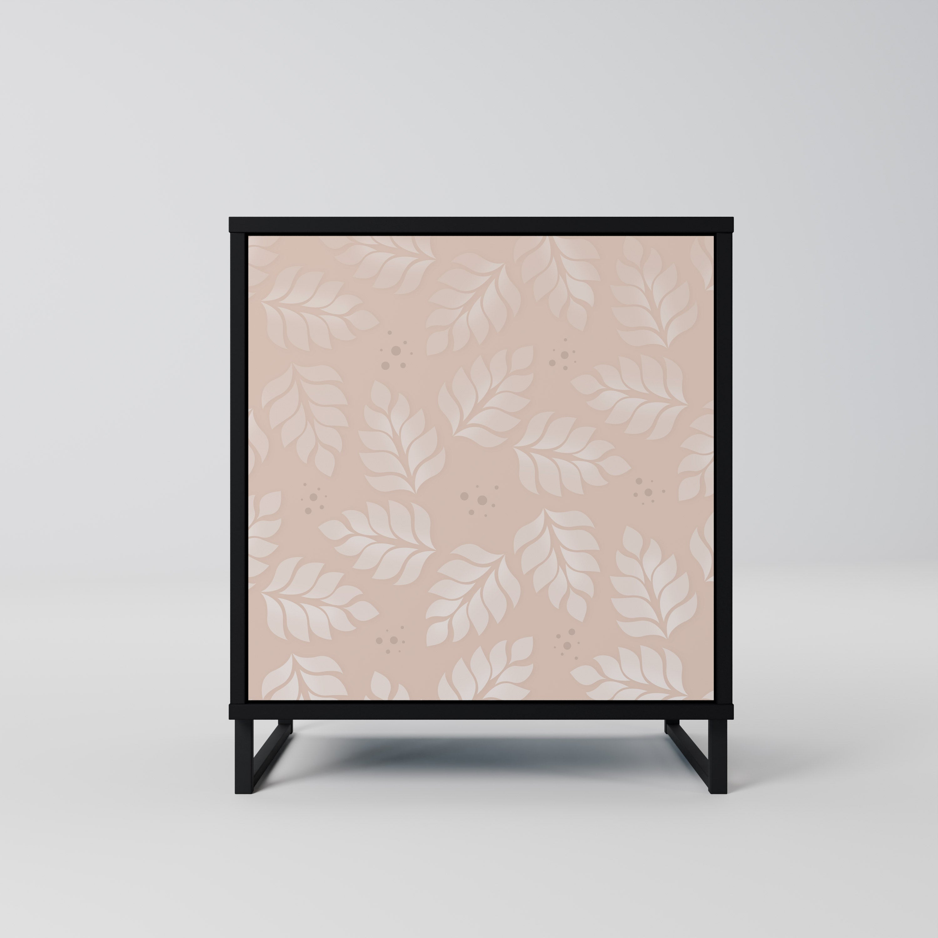 LEAVES ON BEIGE Sideboard mit 1 Tür in Schwarz