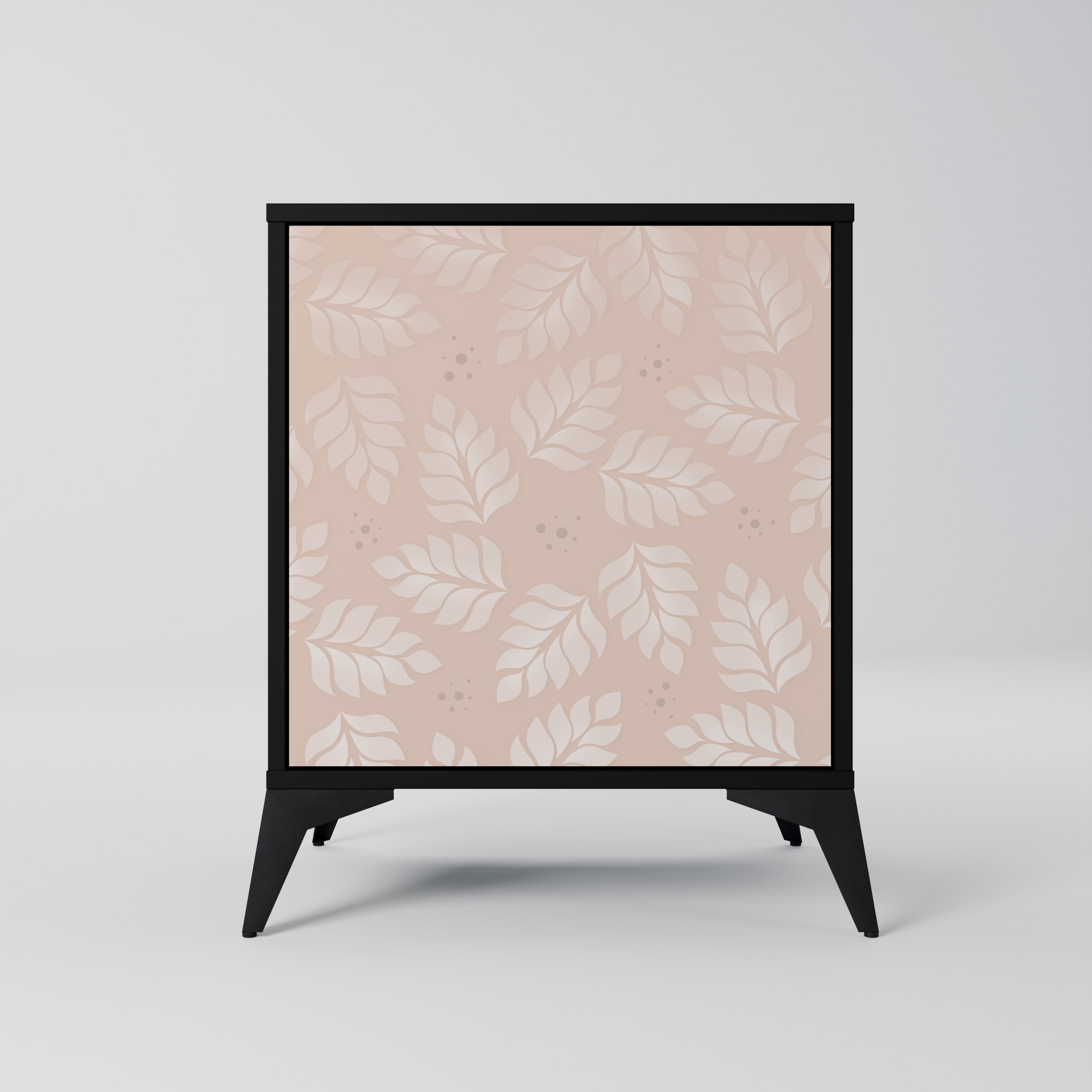 LEAVES ON BEIGE Sideboard mit 1 Tür in Schwarz