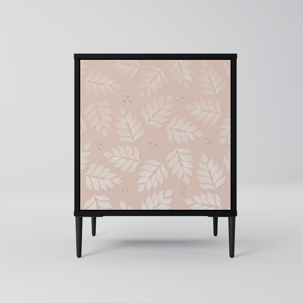 LEAVES ON BEIGE Sideboard mit 1 Tür in Schwarz