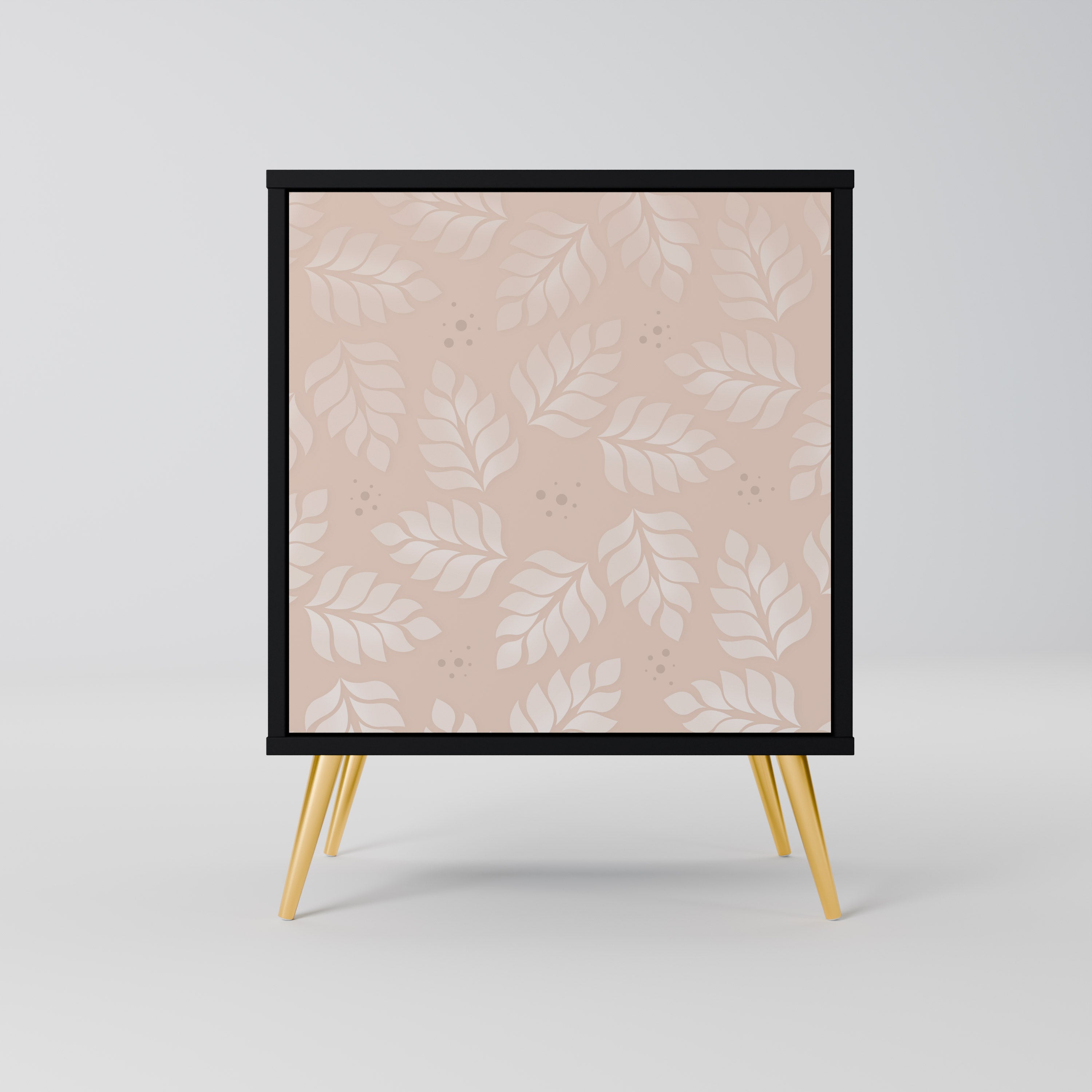 LEAVES ON BEIGE Sideboard mit 1 Tür in Schwarz