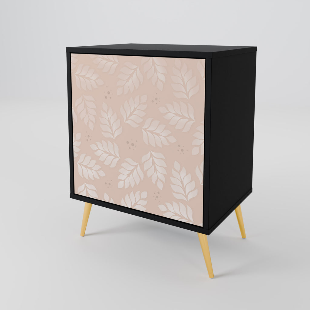 LEAVES ON BEIGE Sideboard mit 1 Tür in Schwarz
