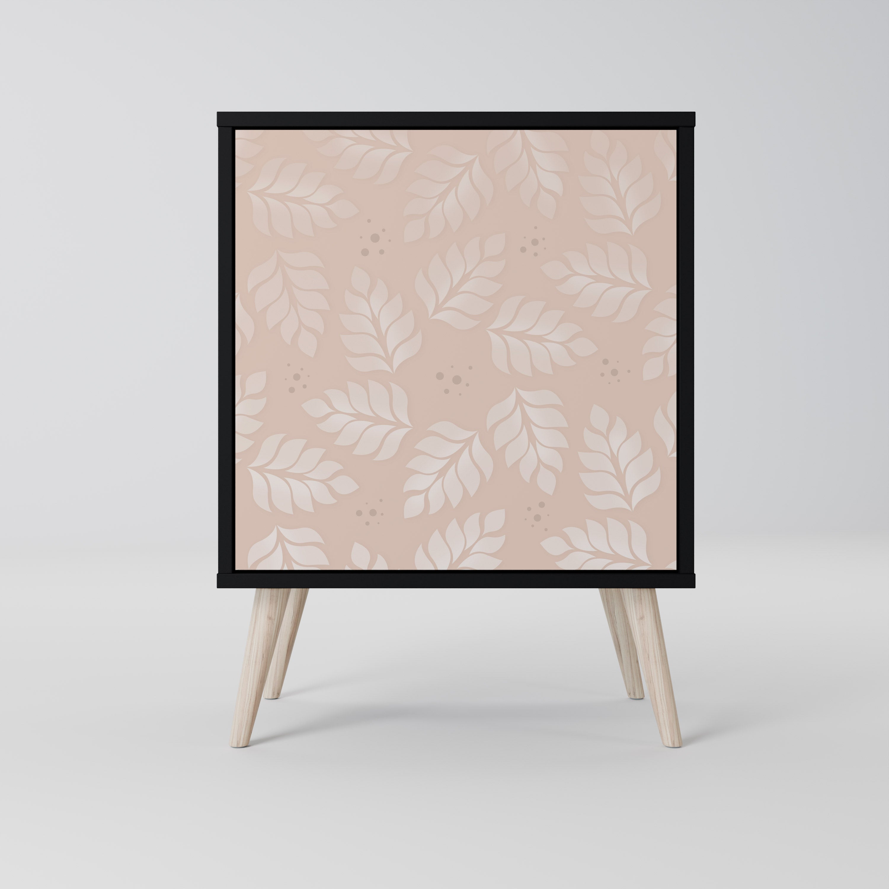 LEAVES ON BEIGE Sideboard mit 1 Tür in Schwarz