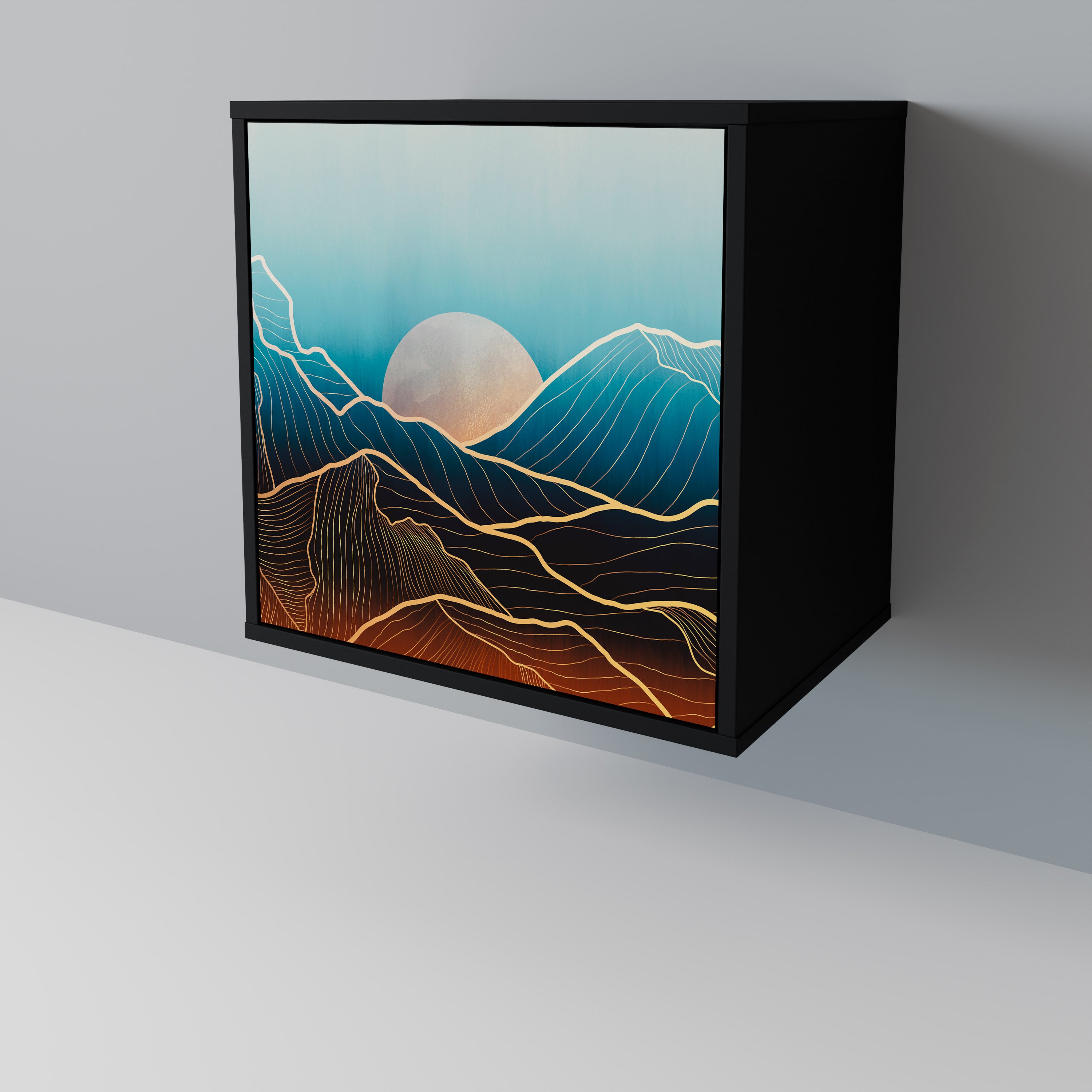 LUNAR SECRETS Sideboard mit 1 Tür in Schwarz