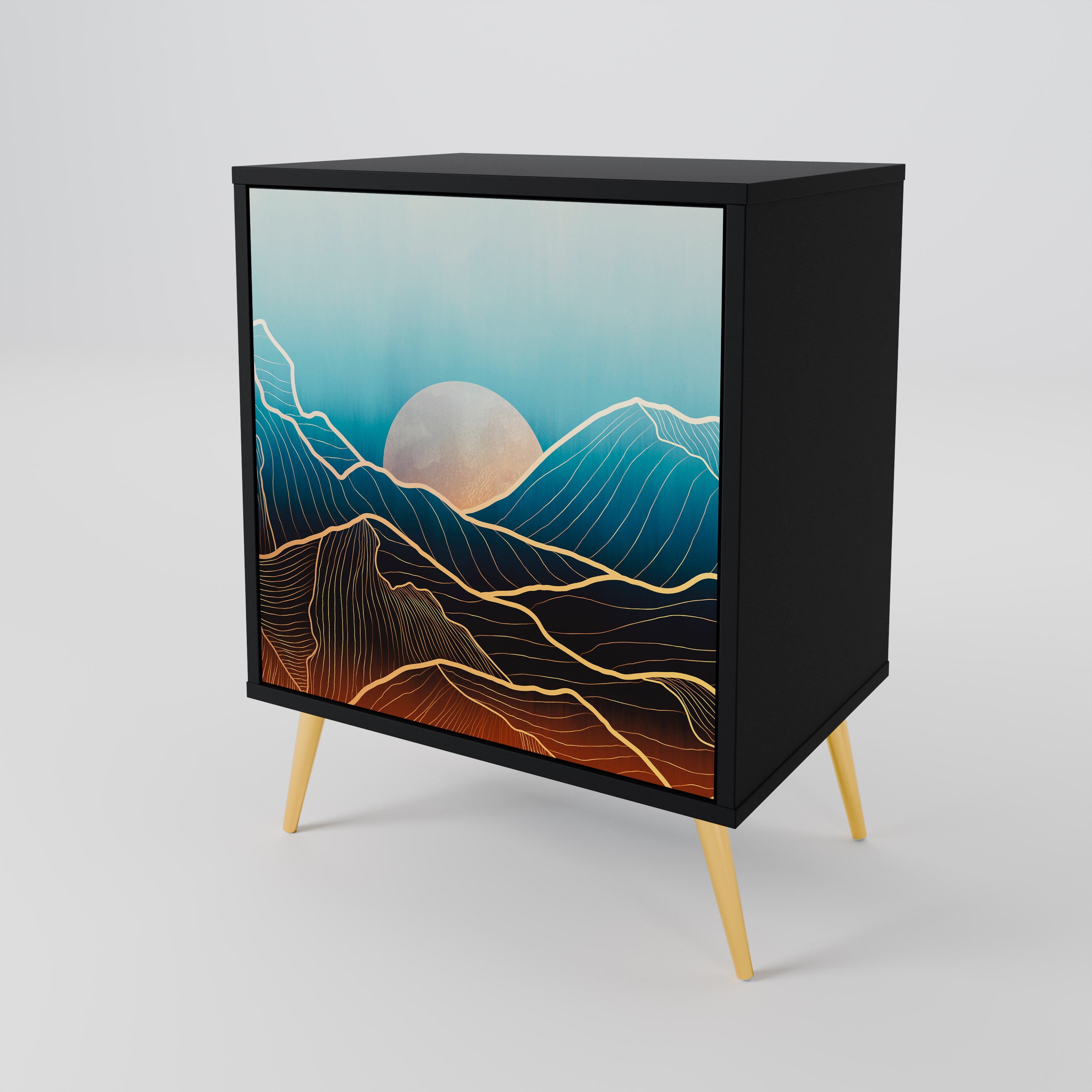 LUNAR SECRETS Sideboard mit 1 Tür in Schwarz