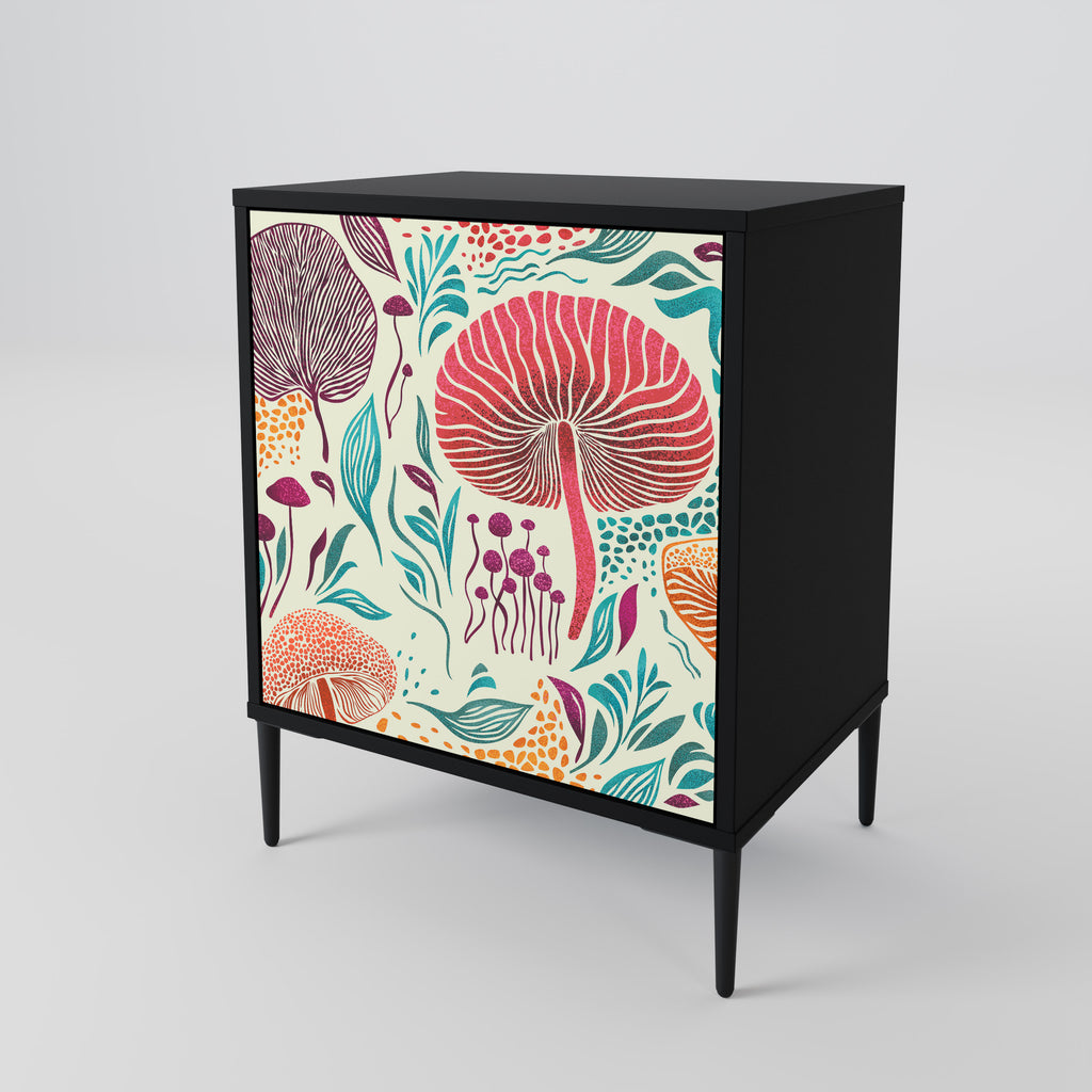 FUNGUS FANTASY 1-Door Sideboard in Black Finish