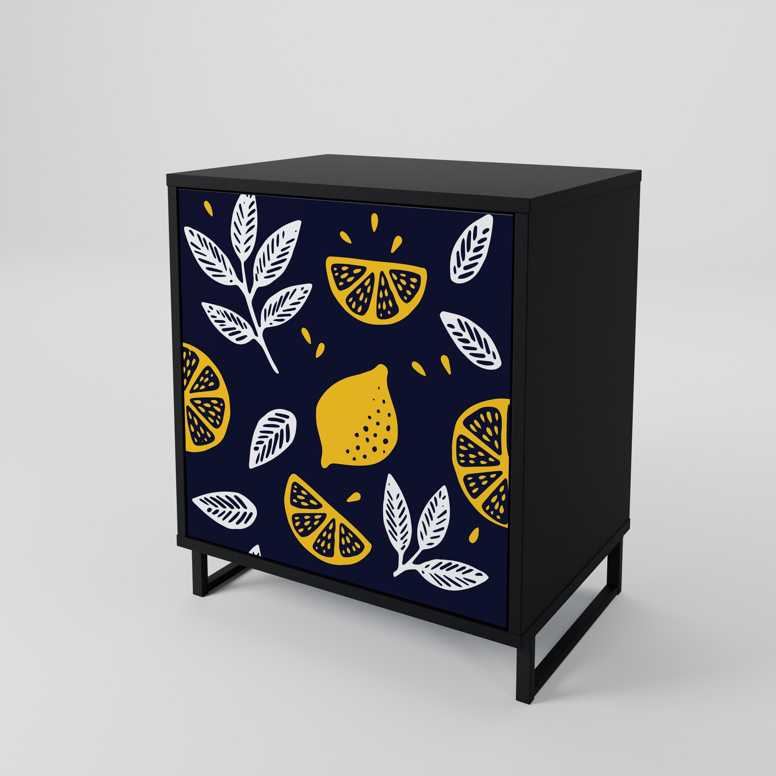 CITRUS BLACK AND WHITE Sideboard mit 1 Tür in Schwarz