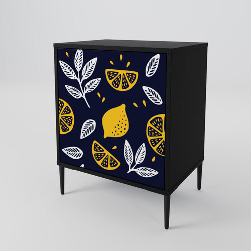CITRUS BLACK AND WHITE 1-Door Sideboard in Black Finish