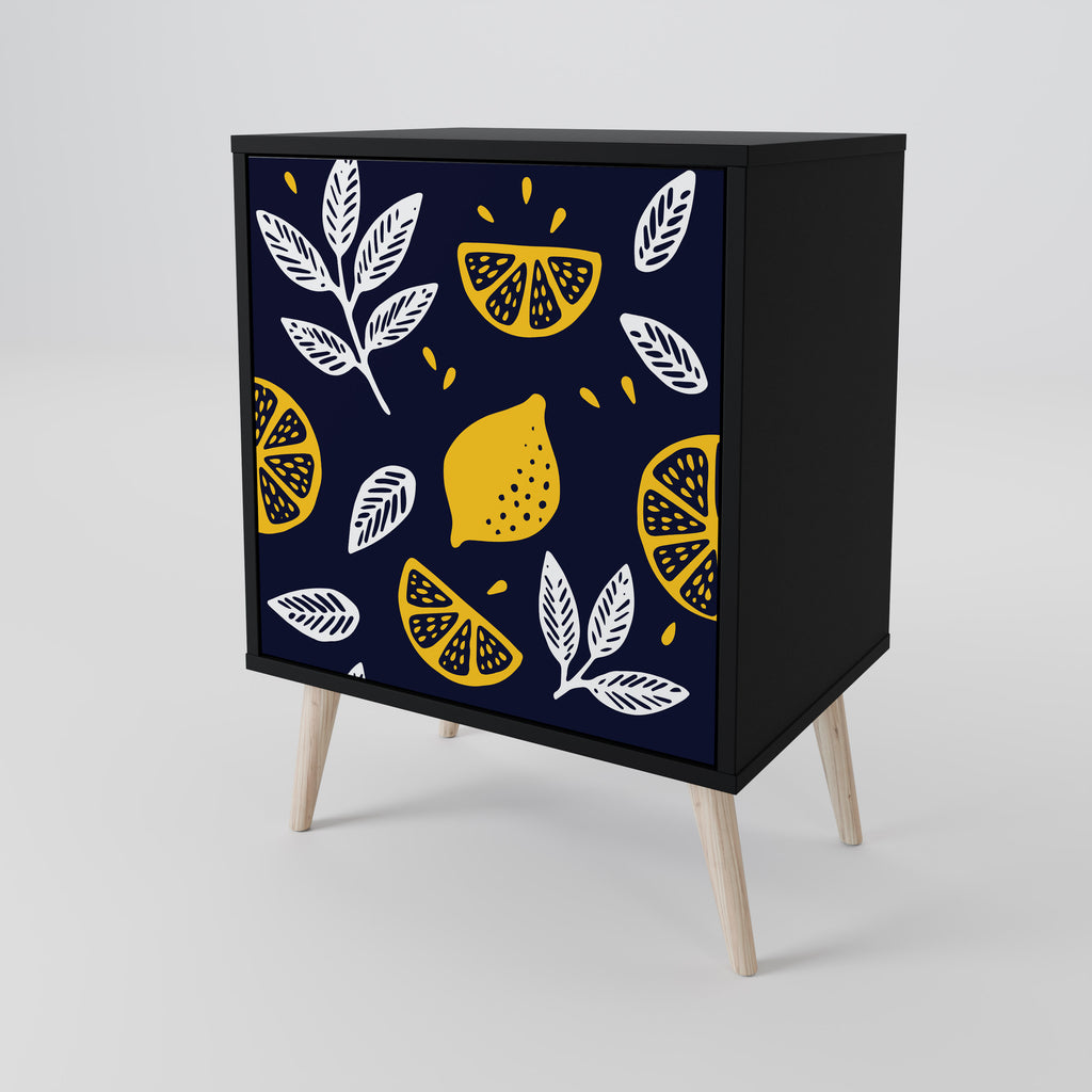 CITRUS BLACK AND WHITE 1-Door Sideboard in Black Finish