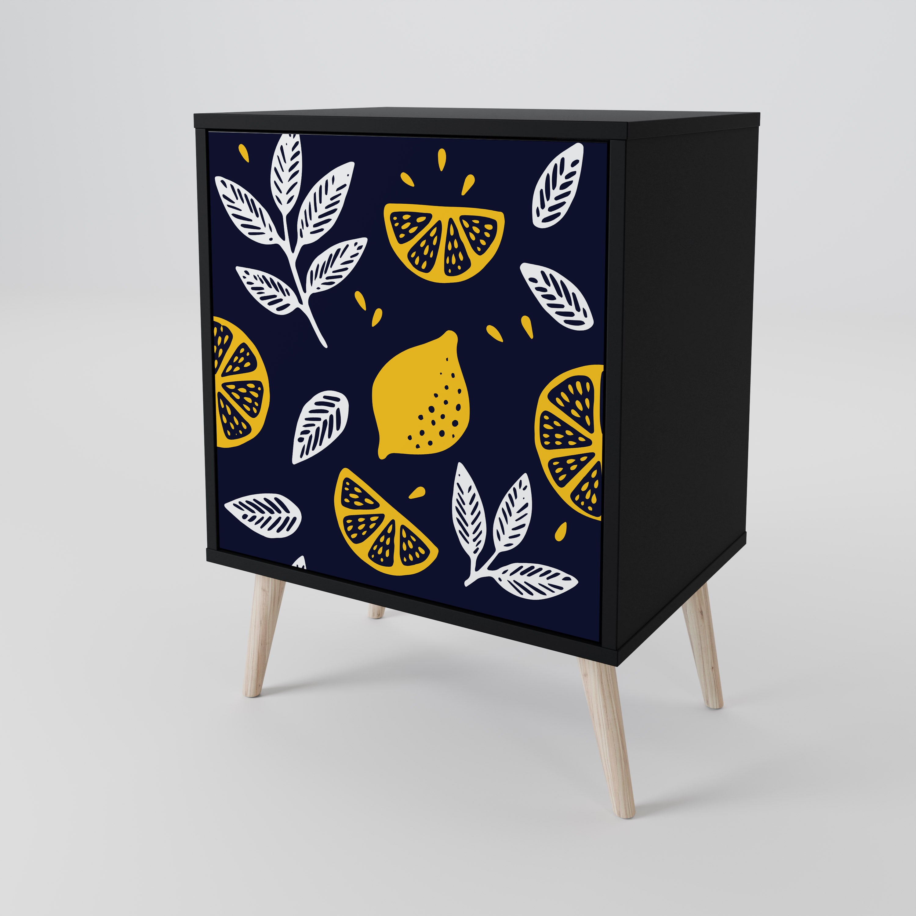 CITRUS BLACK AND WHITE 1-Door Sideboard in Black Finish