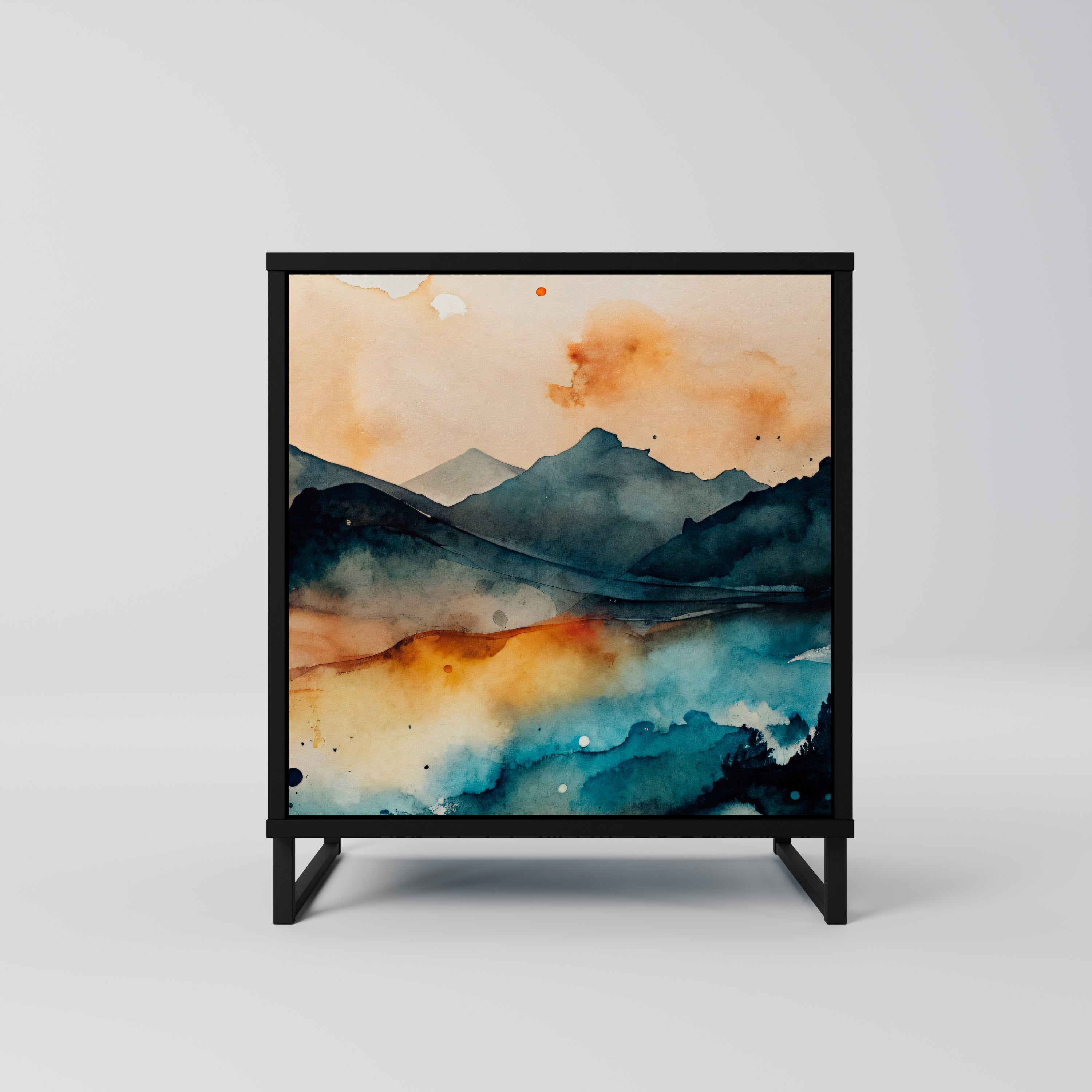 OMINOUS MOUNTAINS Sideboard mit 1 Tür in Schwarz