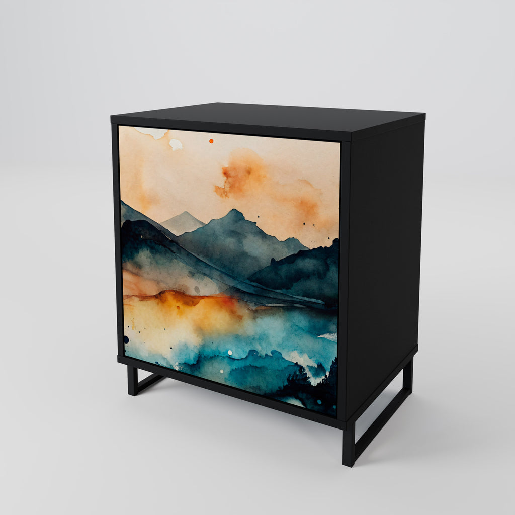 OMINOUS MOUNTAINS Sideboard mit 1 Tür in Schwarz