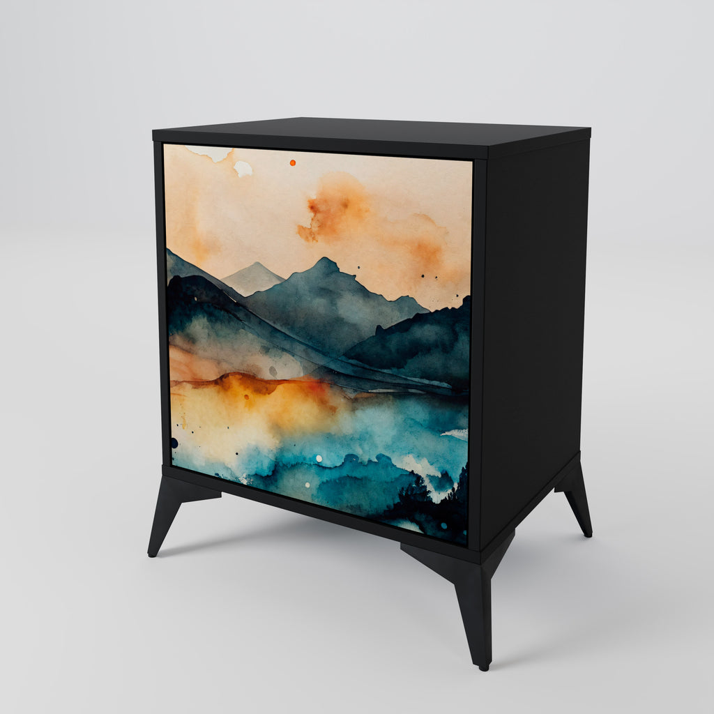 OMINOUS MOUNTAINS Sideboard mit 1 Tür in Schwarz
