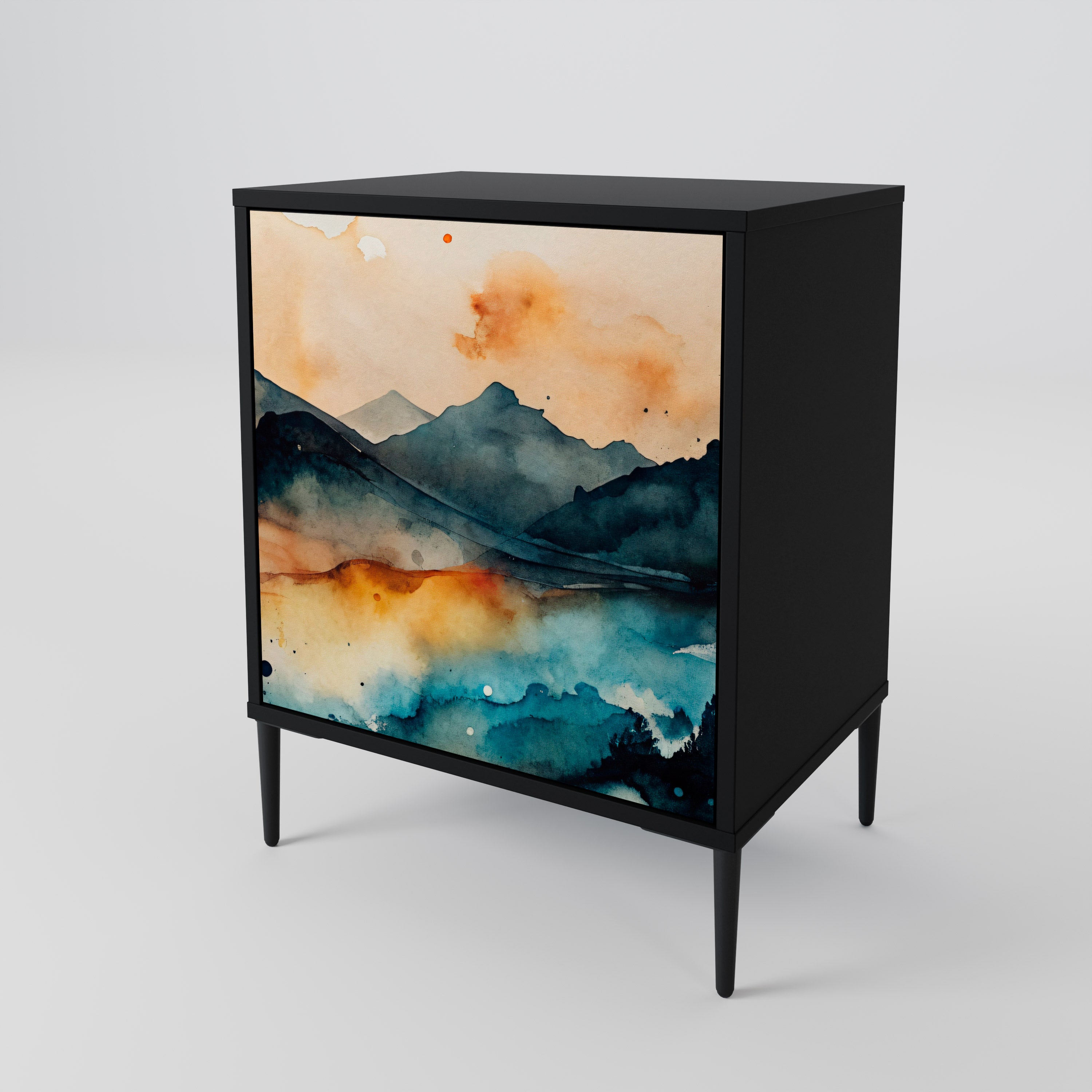 OMINOUS MOUNTAINS Sideboard mit 1 Tür in Schwarz