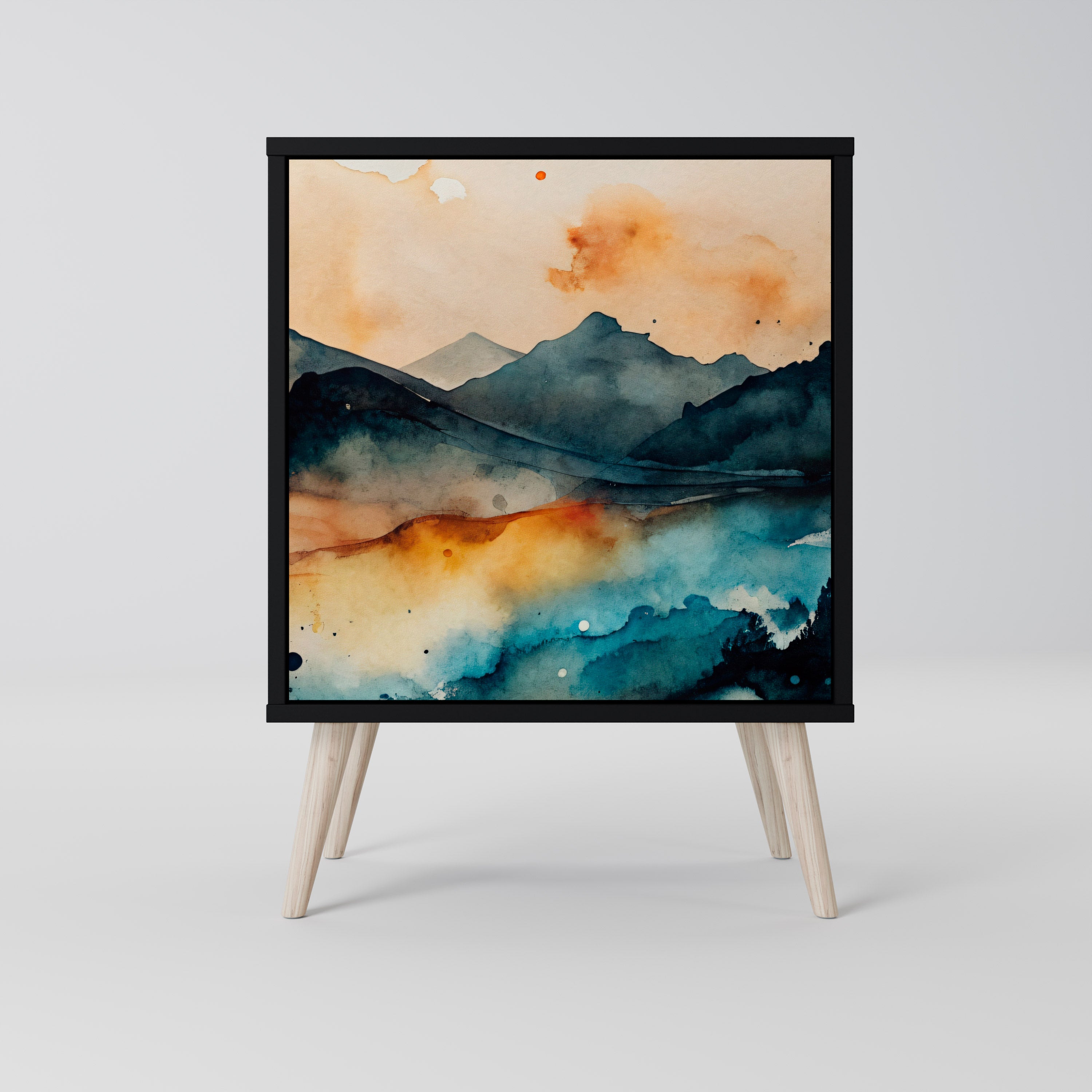 OMINOUS MOUNTAINS Sideboard mit 1 Tür in Schwarz