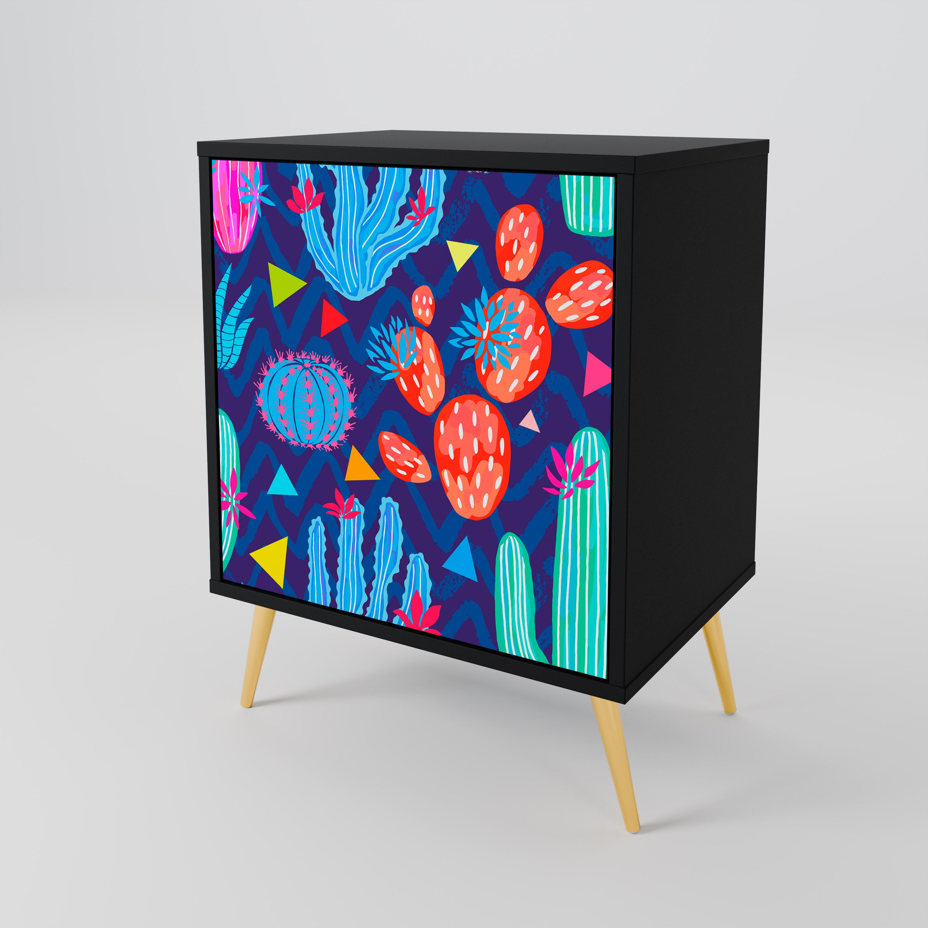 CACTUS VIBES Sideboard mit 1 Tür in Schwarz