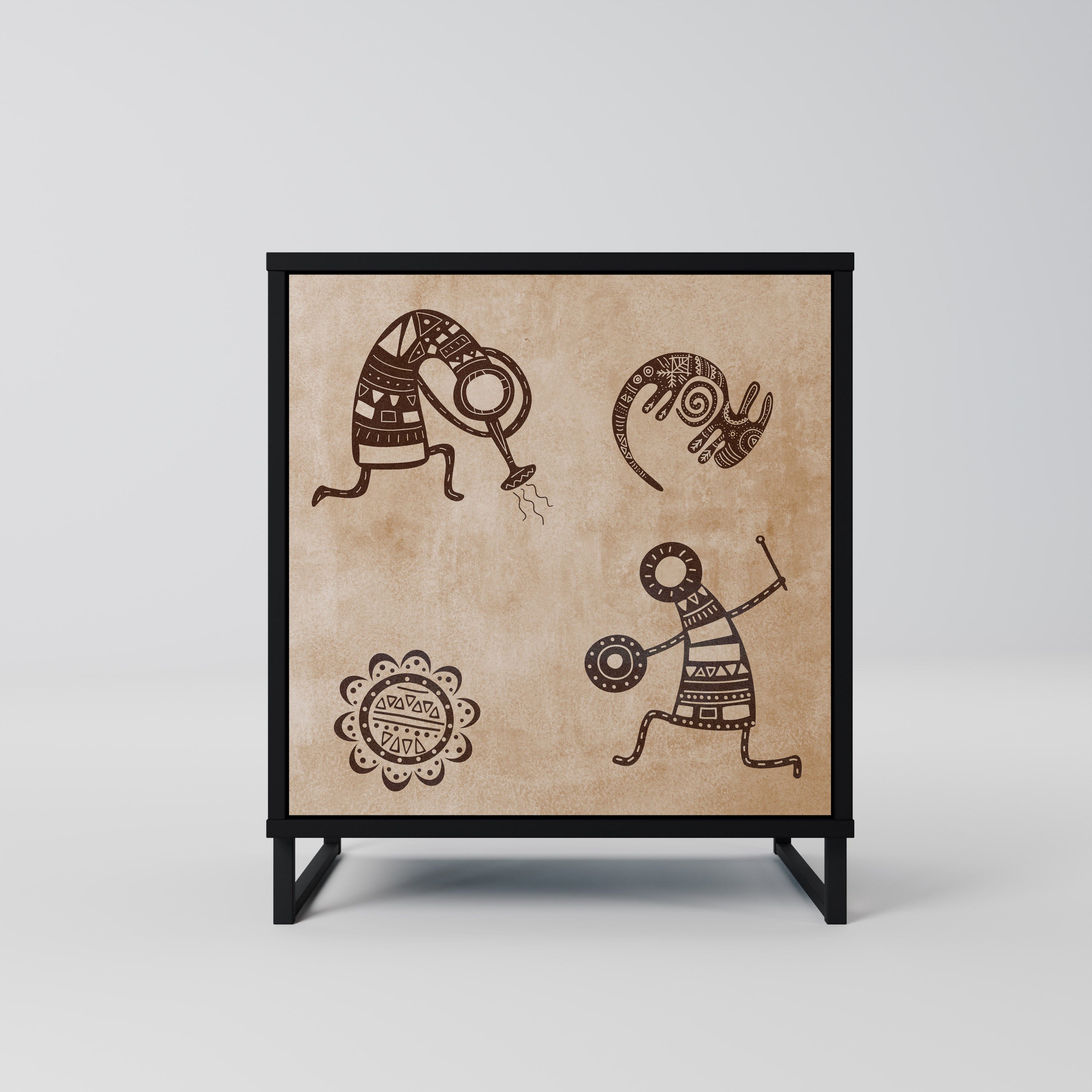 AFRICAN STYLE Sideboard mit 1 Tür in Schwarz