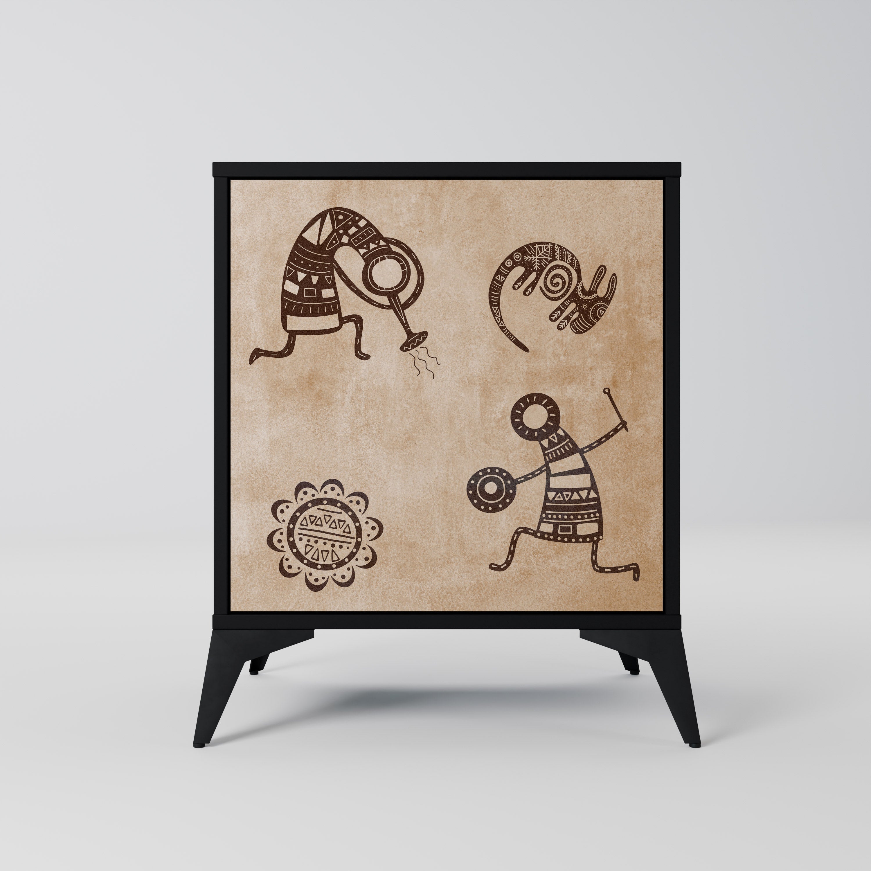 AFRICAN STYLE Sideboard mit 1 Tür in Schwarz