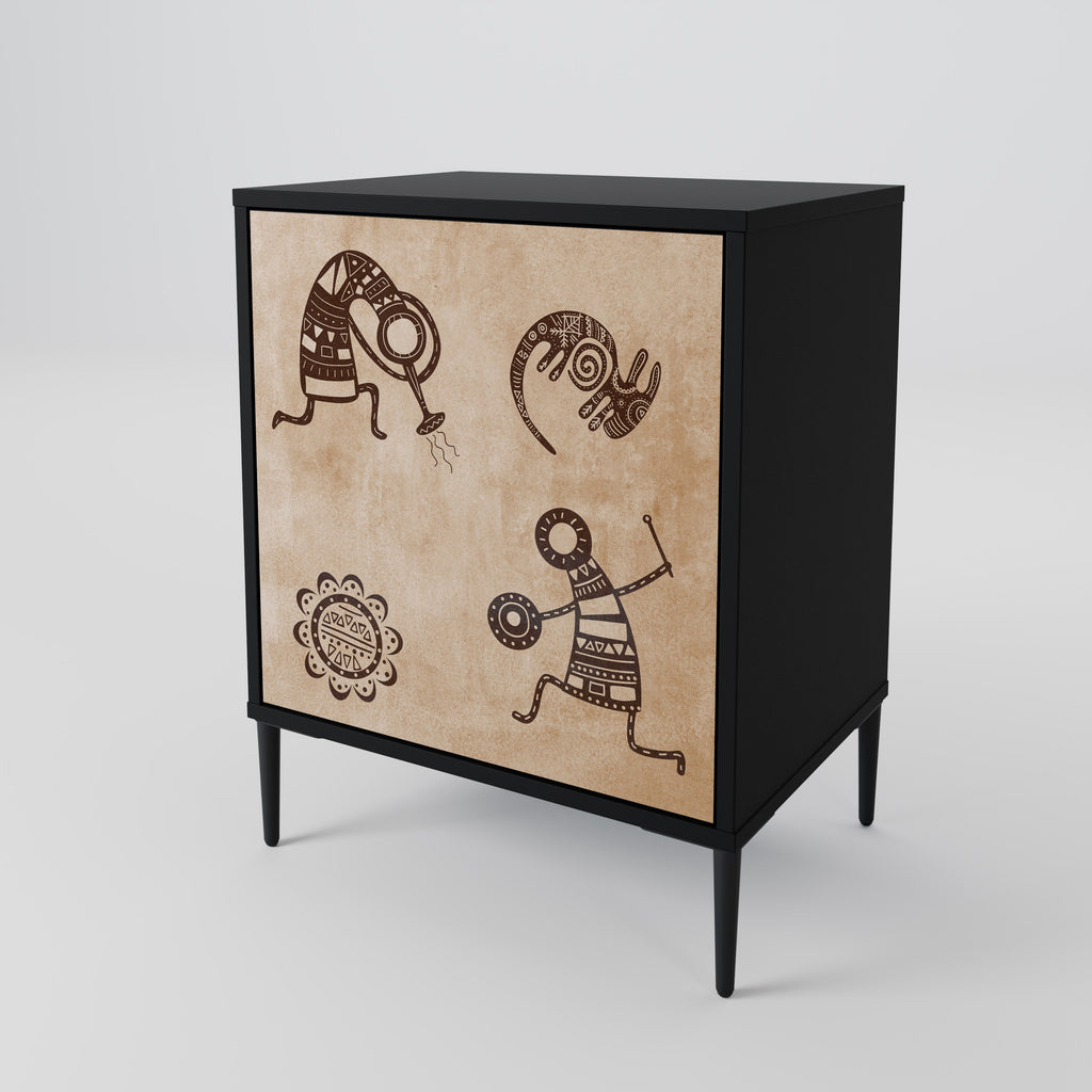 AFRICAN STYLE Sideboard mit 1 Tür in Schwarz