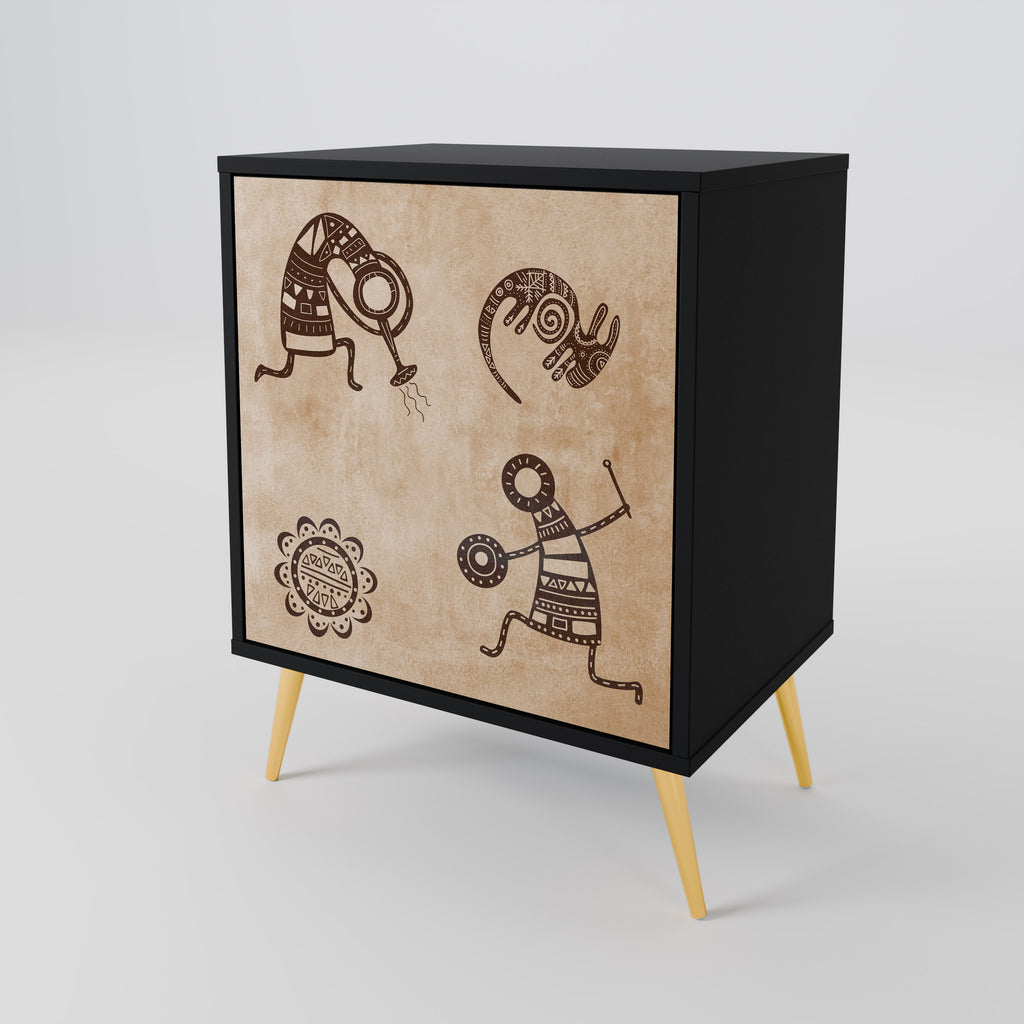 AFRICAN STYLE Sideboard mit 1 Tür in Schwarz