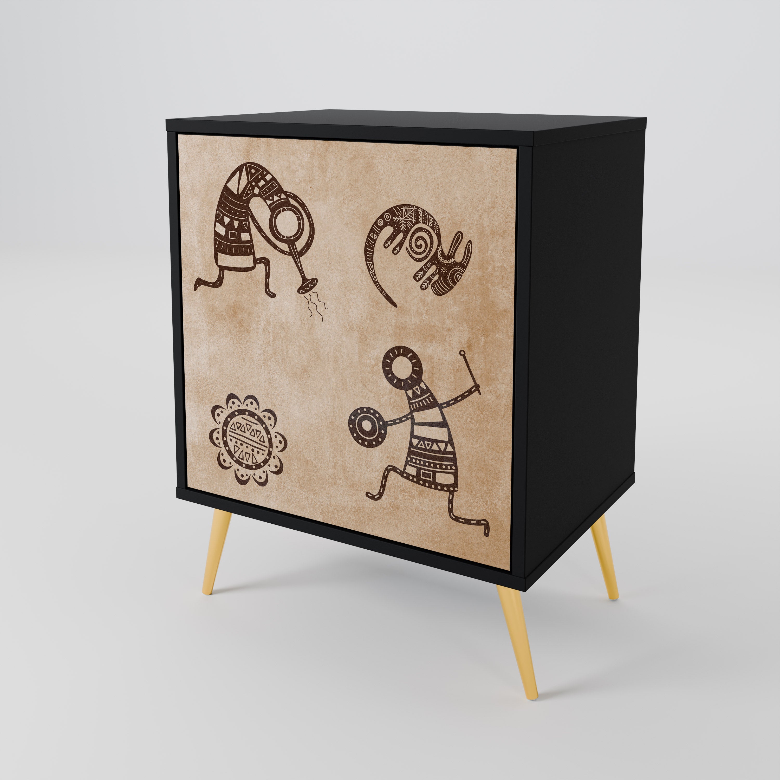 AFRICAN STYLE Sideboard mit 1 Tür in Schwarz