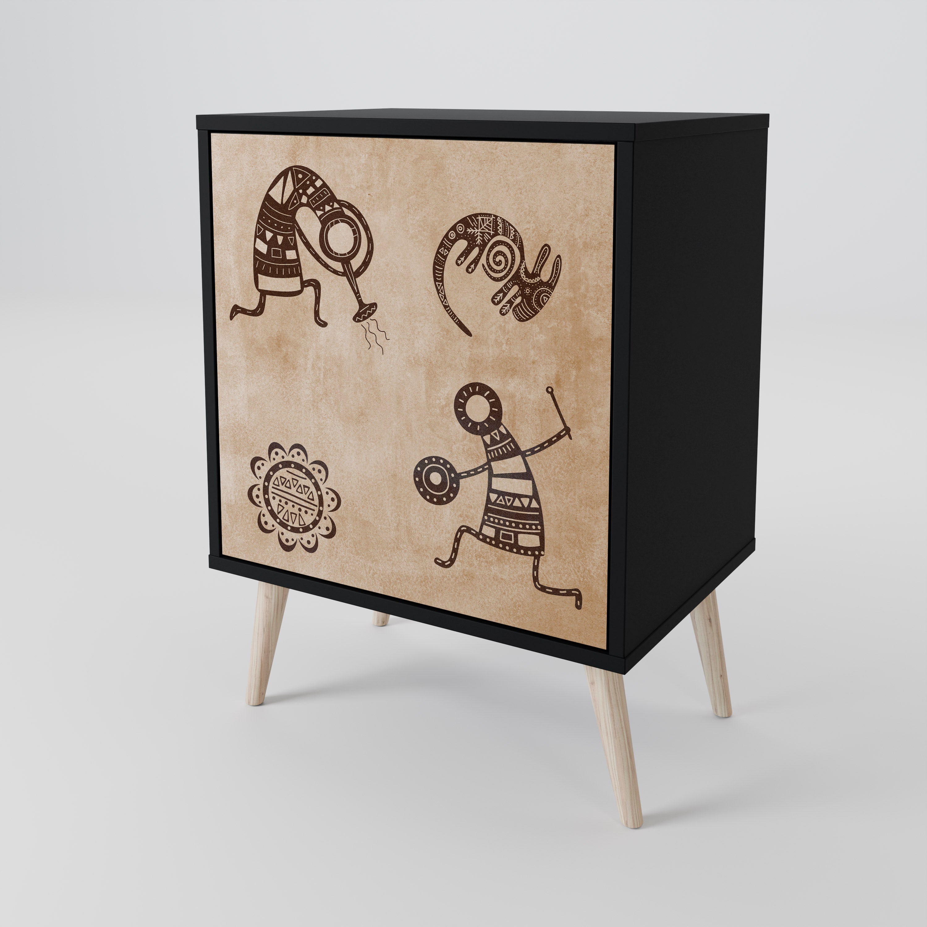 AFRICAN STYLE Sideboard mit 1 Tür in Schwarz