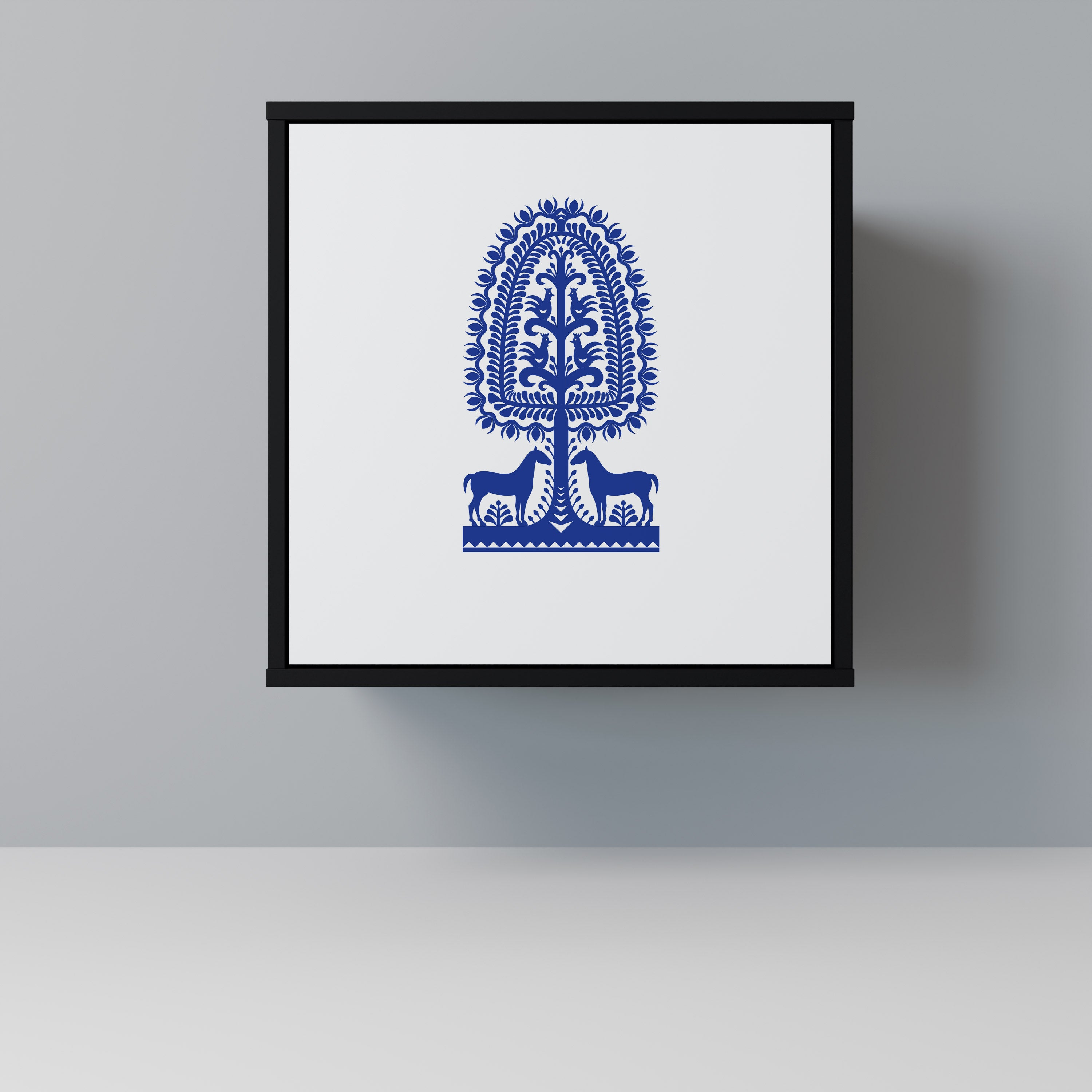 POLISH FOLK ART Sideboard mit 1 Tür in Schwarz