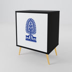 POLISH FOLK ART 1-Door Sideboard in Black Finish