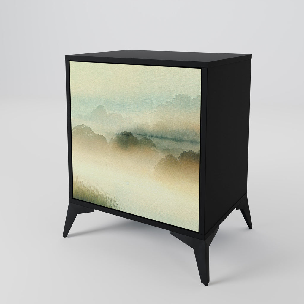 MORNING BY THE LAKE 1-Door Sideboard in Black Finish