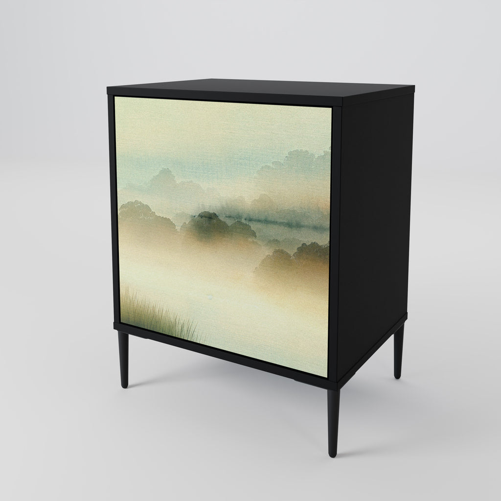 MORNING BY THE LAKE 1-Door Sideboard in Black Finish