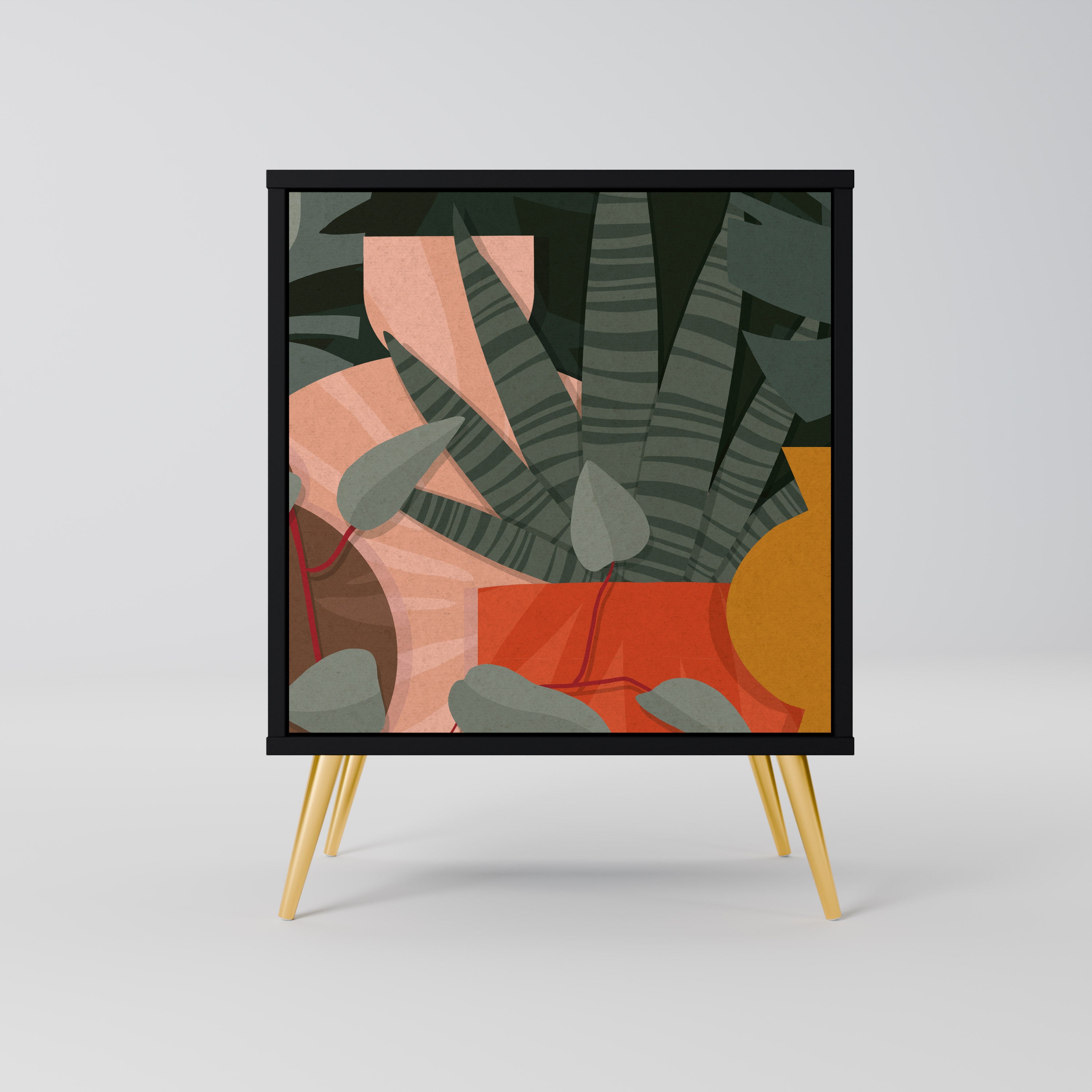 TROPICAL COMPOSITION Sideboard mit 1 Tür in Schwarz