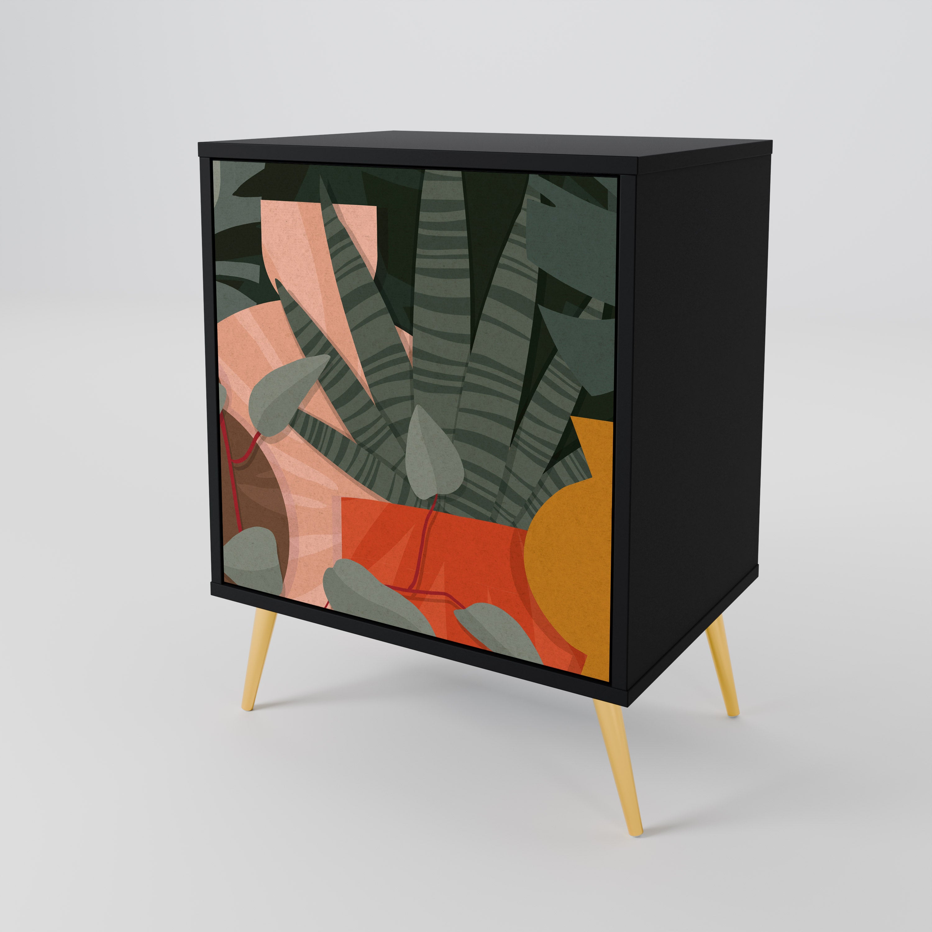 TROPICAL COMPOSITION Sideboard mit 1 Tür in Schwarz