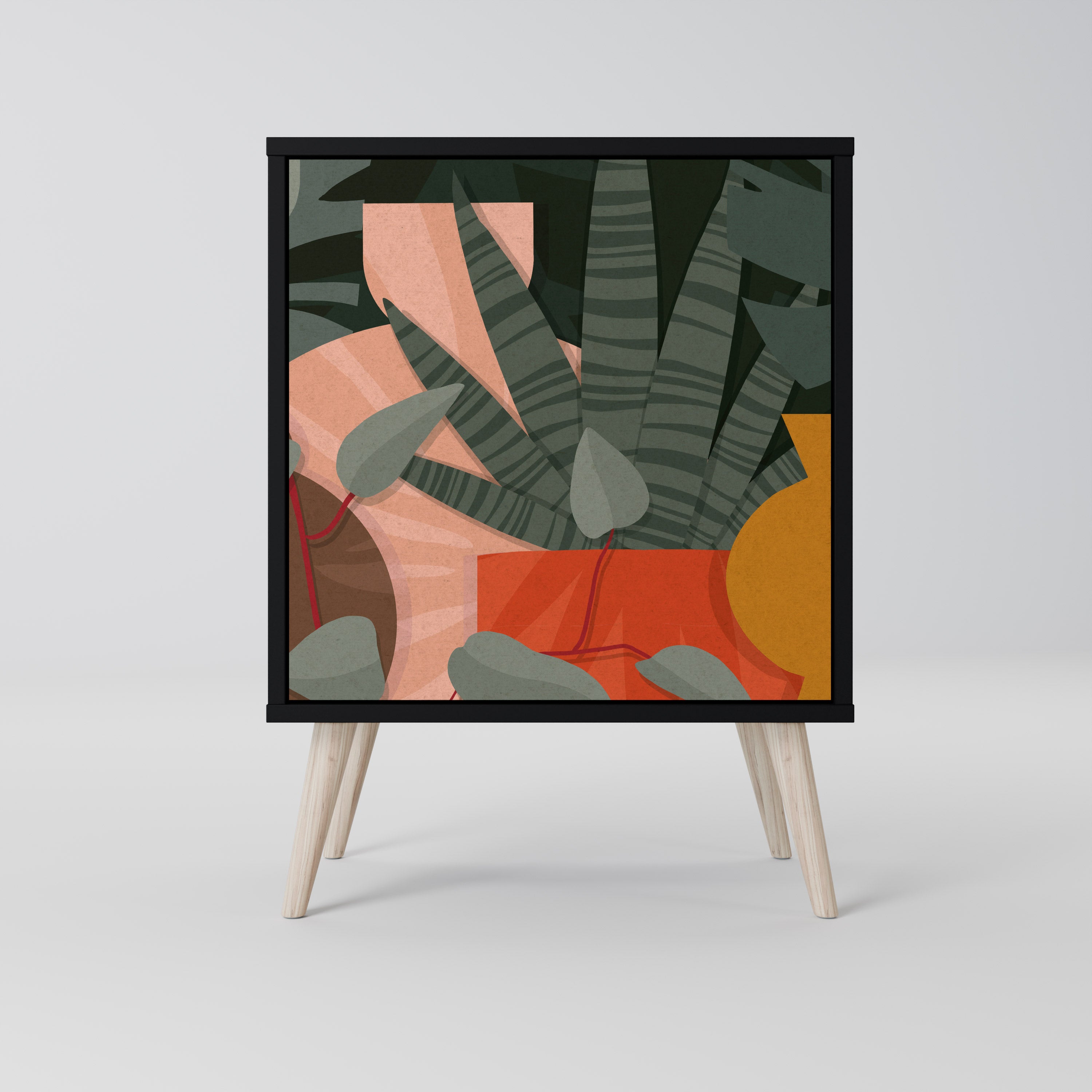 TROPICAL COMPOSITION Sideboard mit 1 Tür in Schwarz