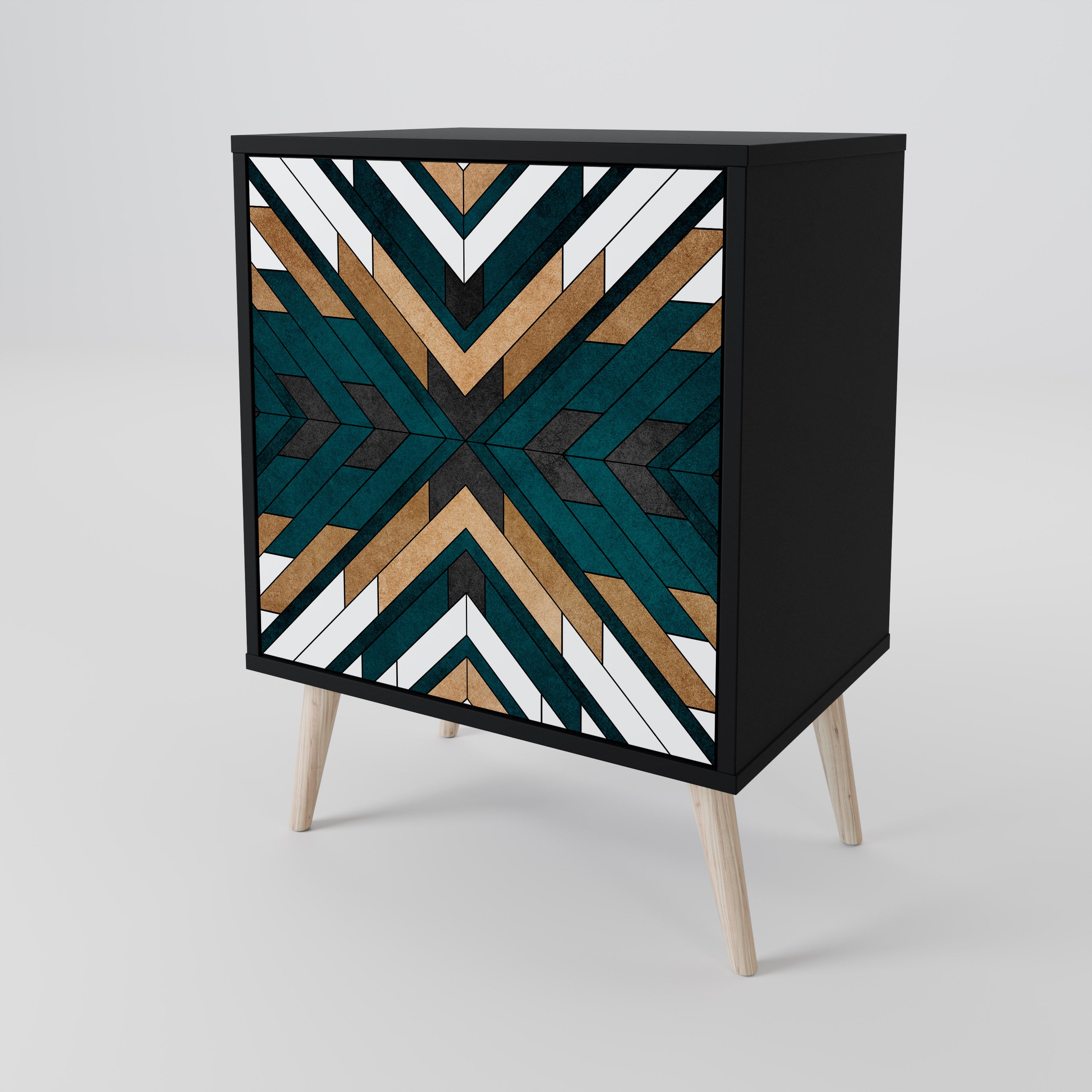 ARTISTIC GEOMETRY Sideboard mit 1 Tür in Schwarz