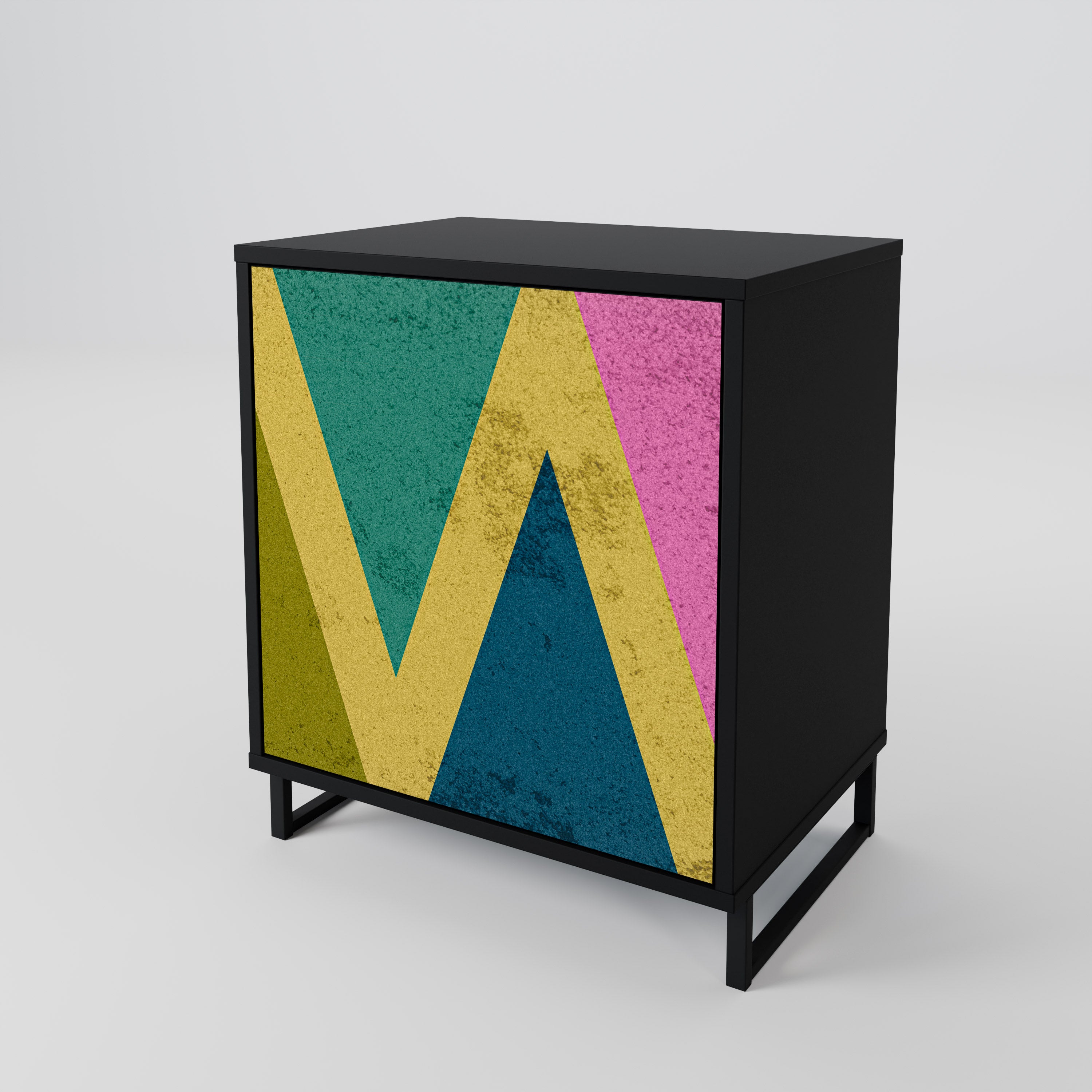 COLORFUL TRIANGLES Sideboard mit 1 Tür in Schwarz